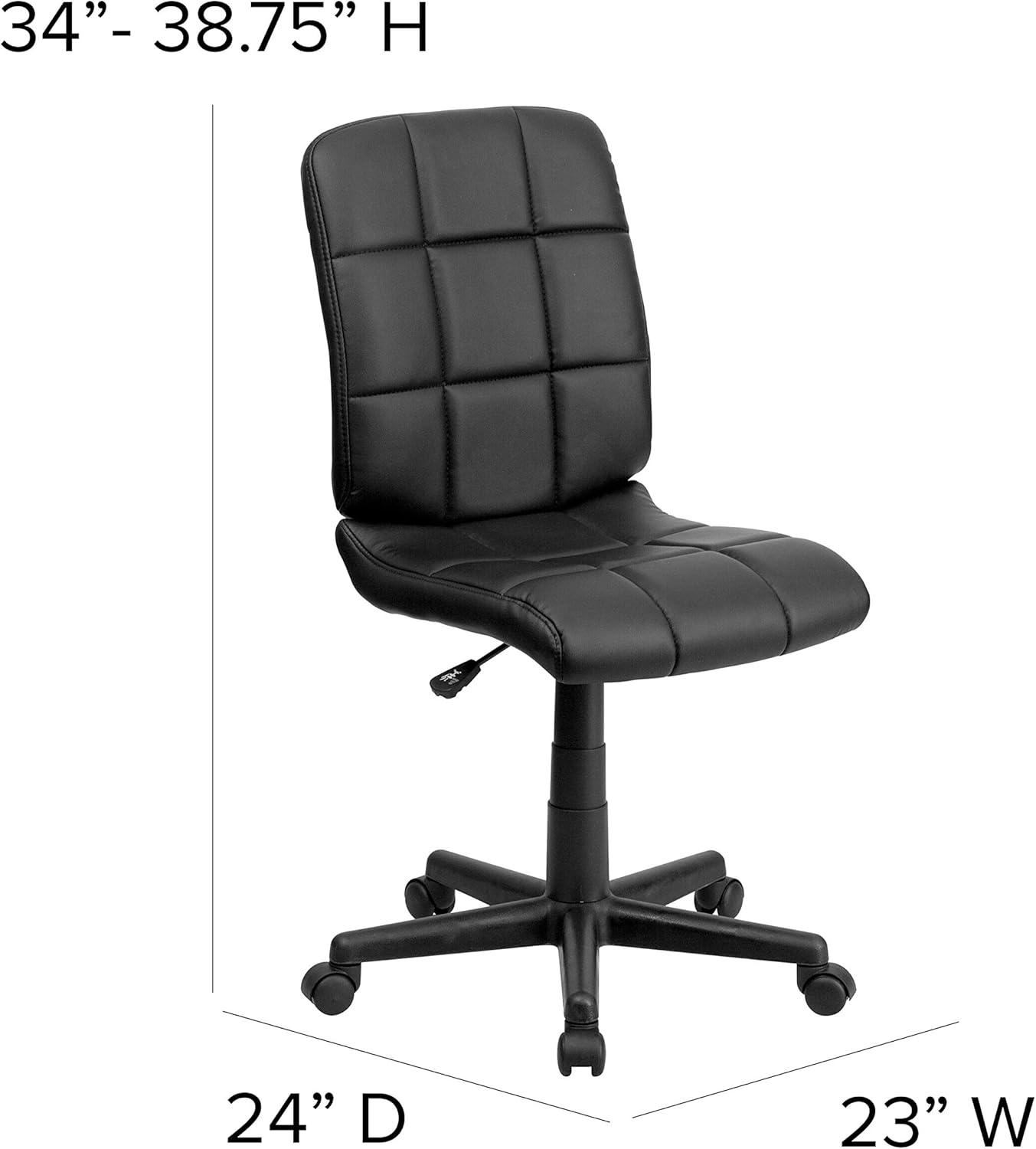 Flash Furniture Clayton Mid-Back Tufted Vinyl Upholstered Swivel Desk Chair with Padded Seat, Black