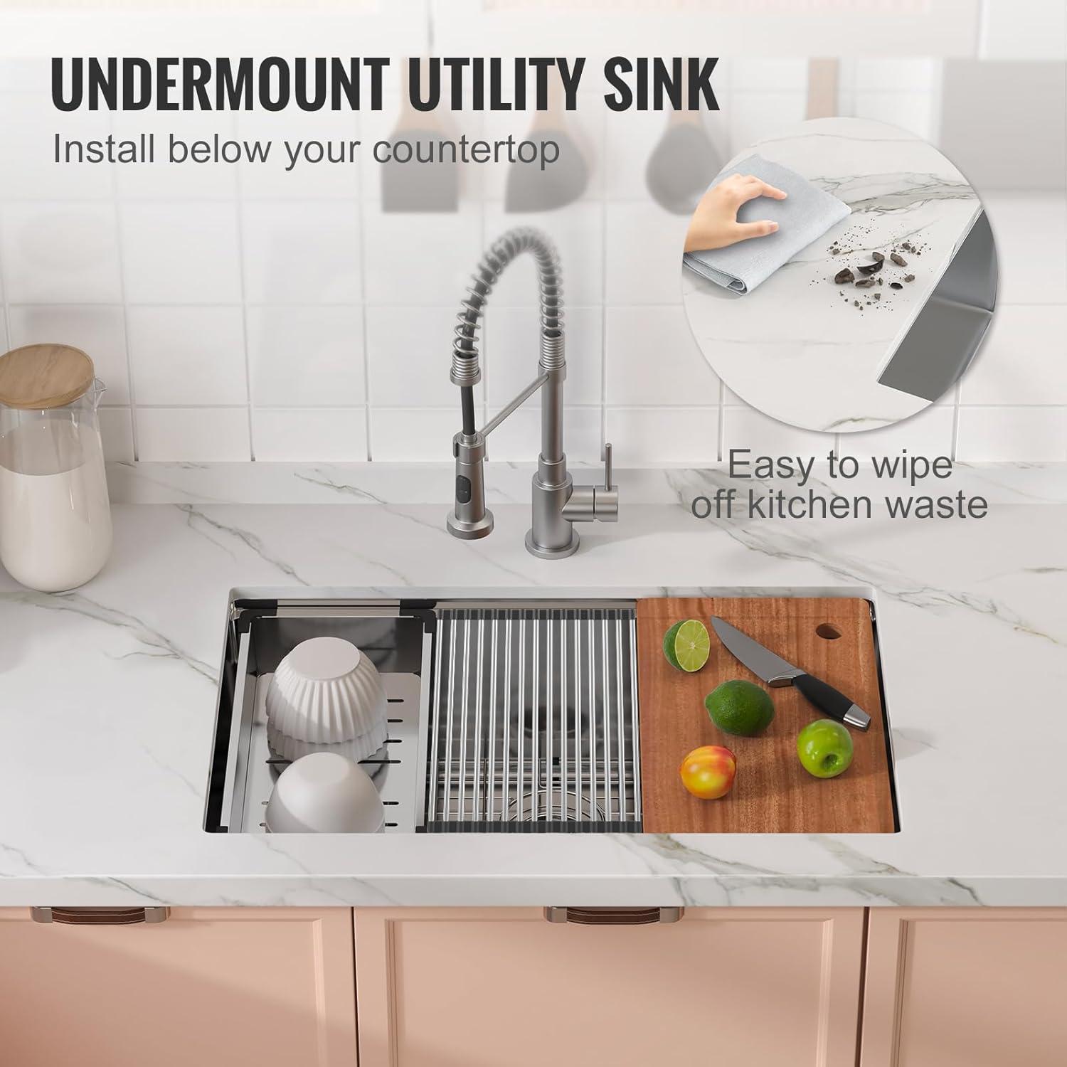 30'' L Undermount Single Bowl Stainless Steel Kitchen Sink