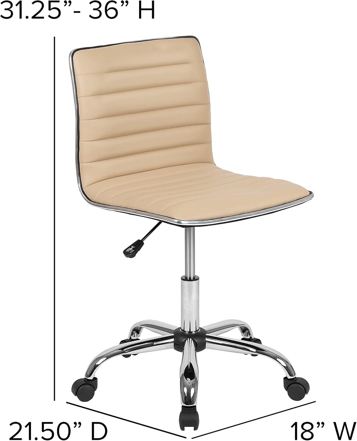 Flash Furniture Low Back Designer Armless Tan Ribbed Swivel Task Office Chair