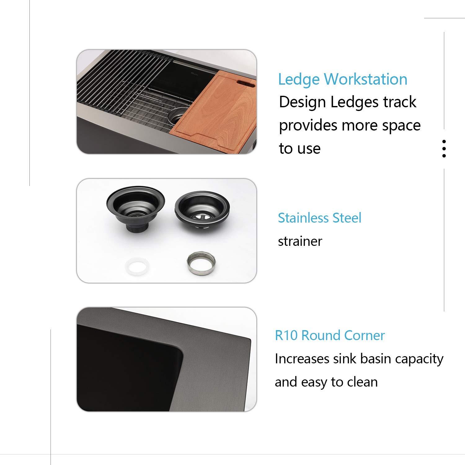 30" L x 22" W Workstation Farm Kitchen Sink Stainless Steel Single Bowl Apron Front Kitchen Sink