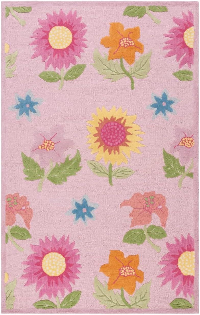 SAFAVIEH Kids Floral Vana Floral Cotton Area Rug, Pink, 5' x 8'