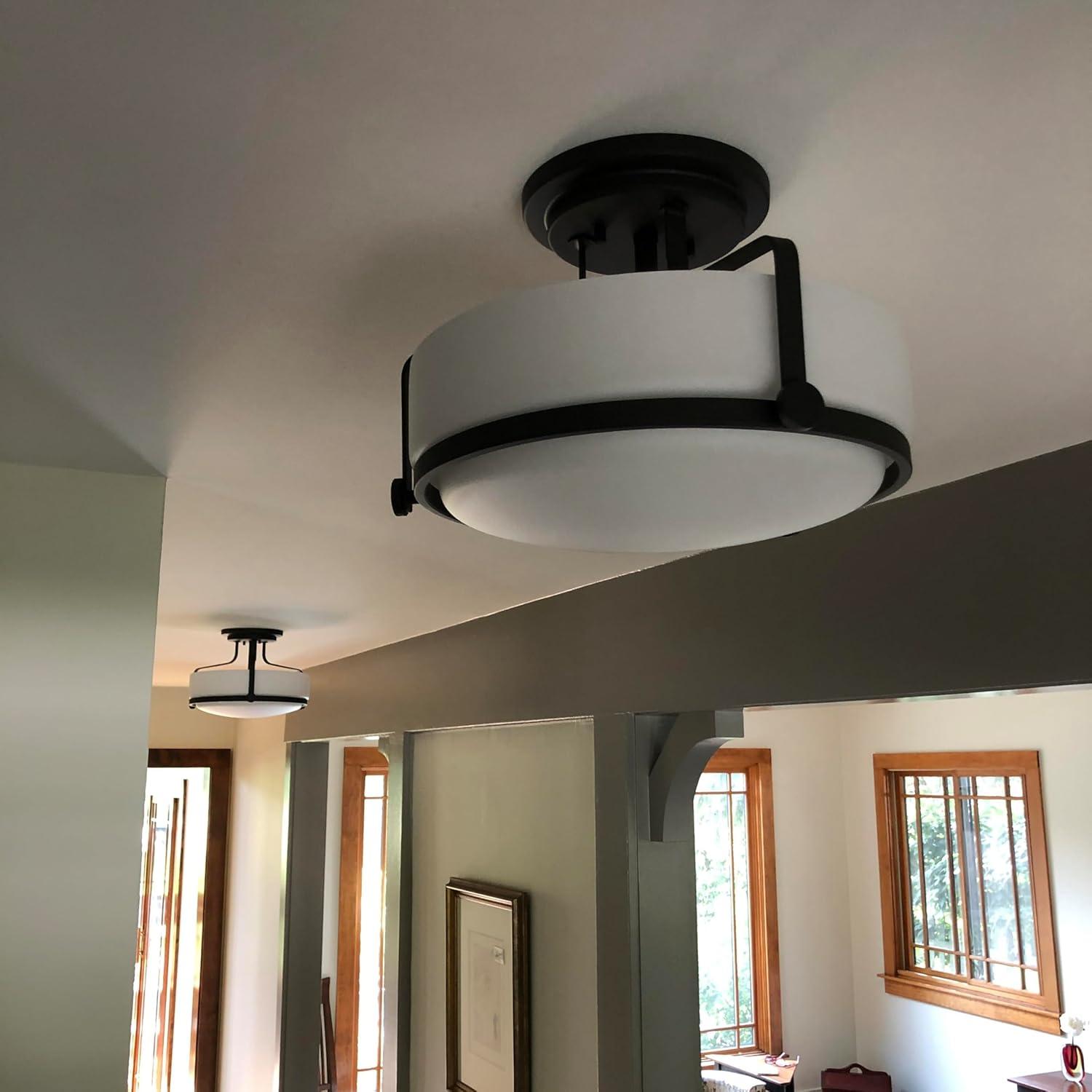 Harper 14.5-in 3-Light Semi-Flush Mount Retro Ceiling Light