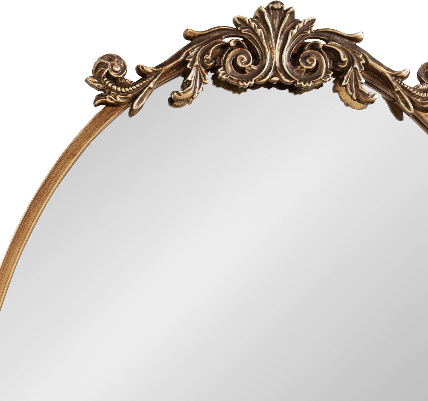 Kate & Laurel All Things Decor 24"x36" Arendahl Traditional Vertical Oval Wall Mirror Antique Gold: Ornate, No Assembly Required
