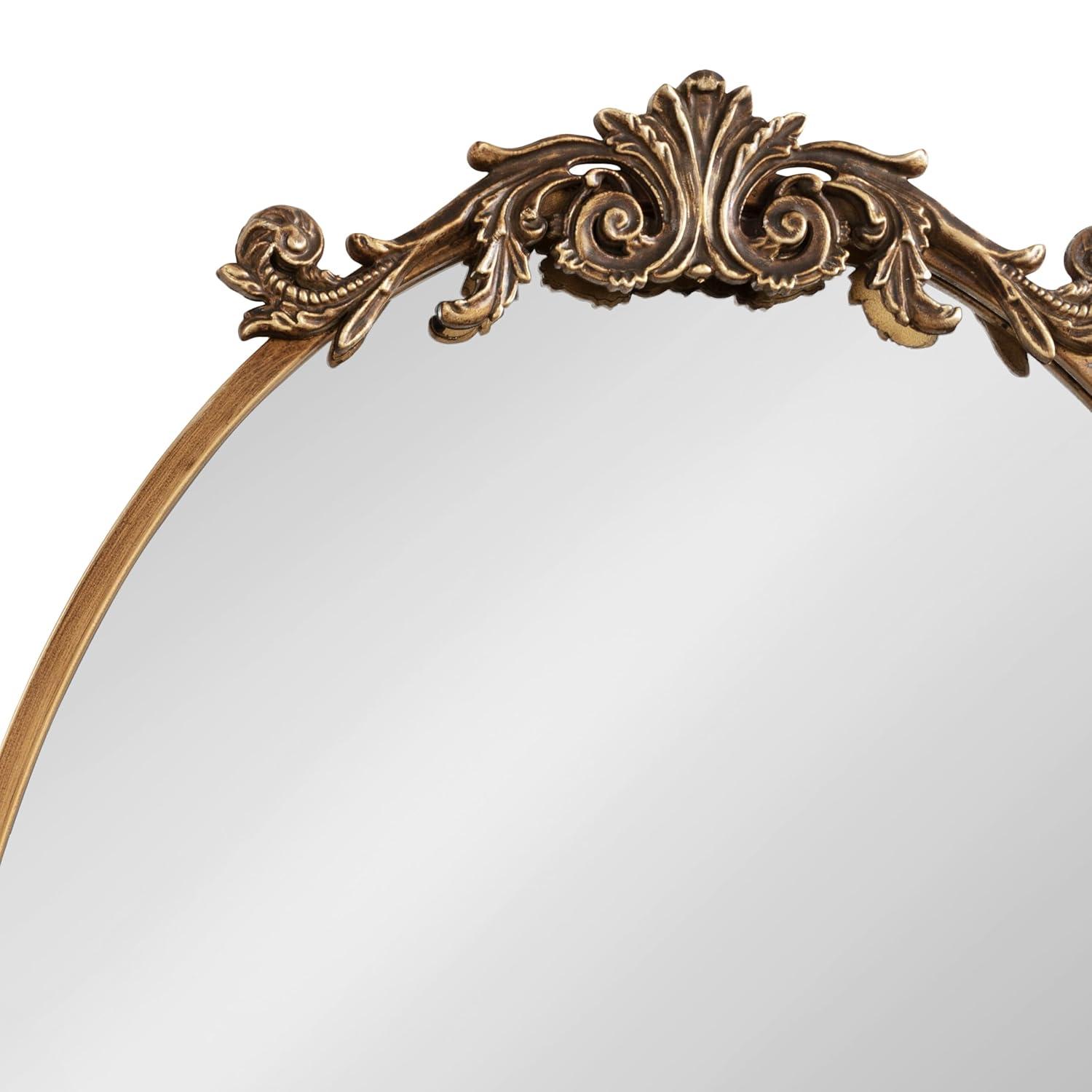 Kate & Laurel All Things Decor 24"x36" Arendahl Traditional Vertical Oval Wall Mirror Antique Gold: Ornate, No Assembly Required