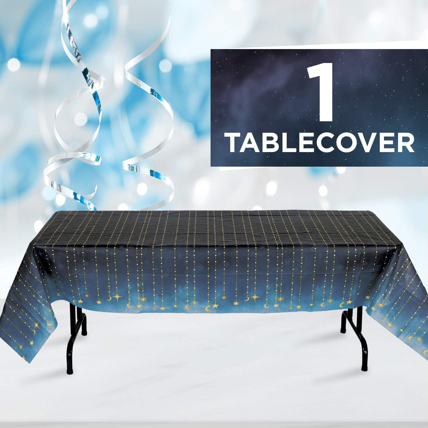 Starry Night Black and Blue Rectangular Paper Tablecover