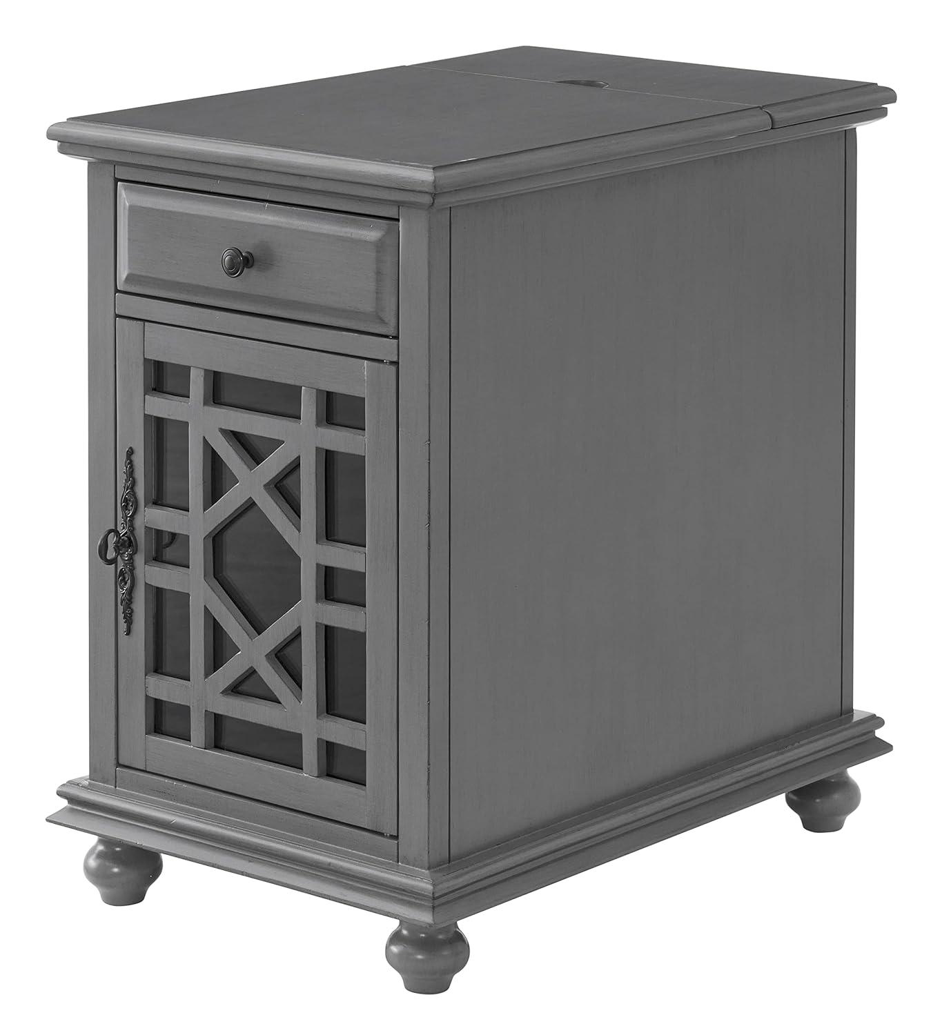 Martin Svensson Home Gray Elegant Chairside Table with Power