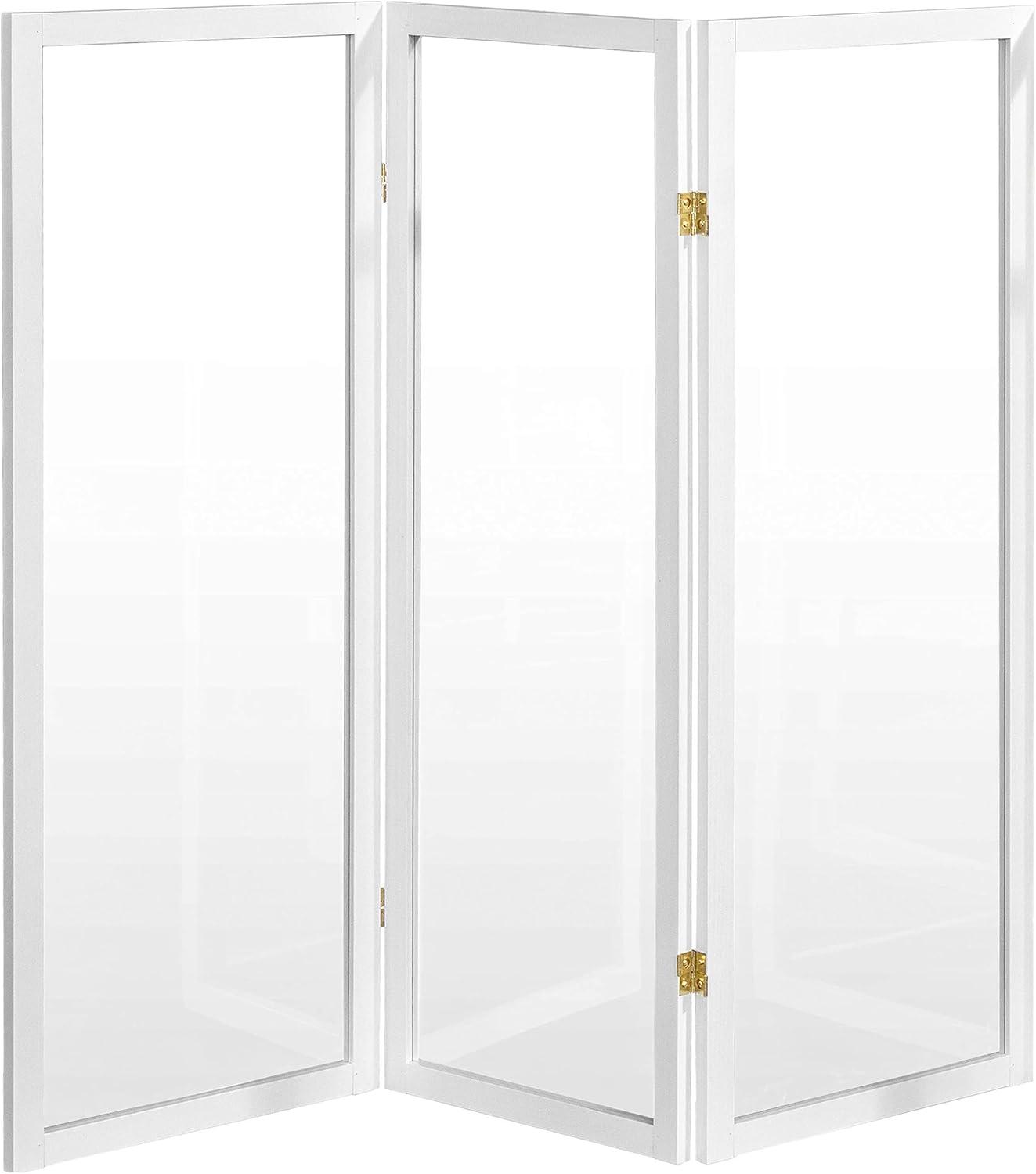 Oriental Furniture 4 ft. Tall Clear Screen White - 3 Panel