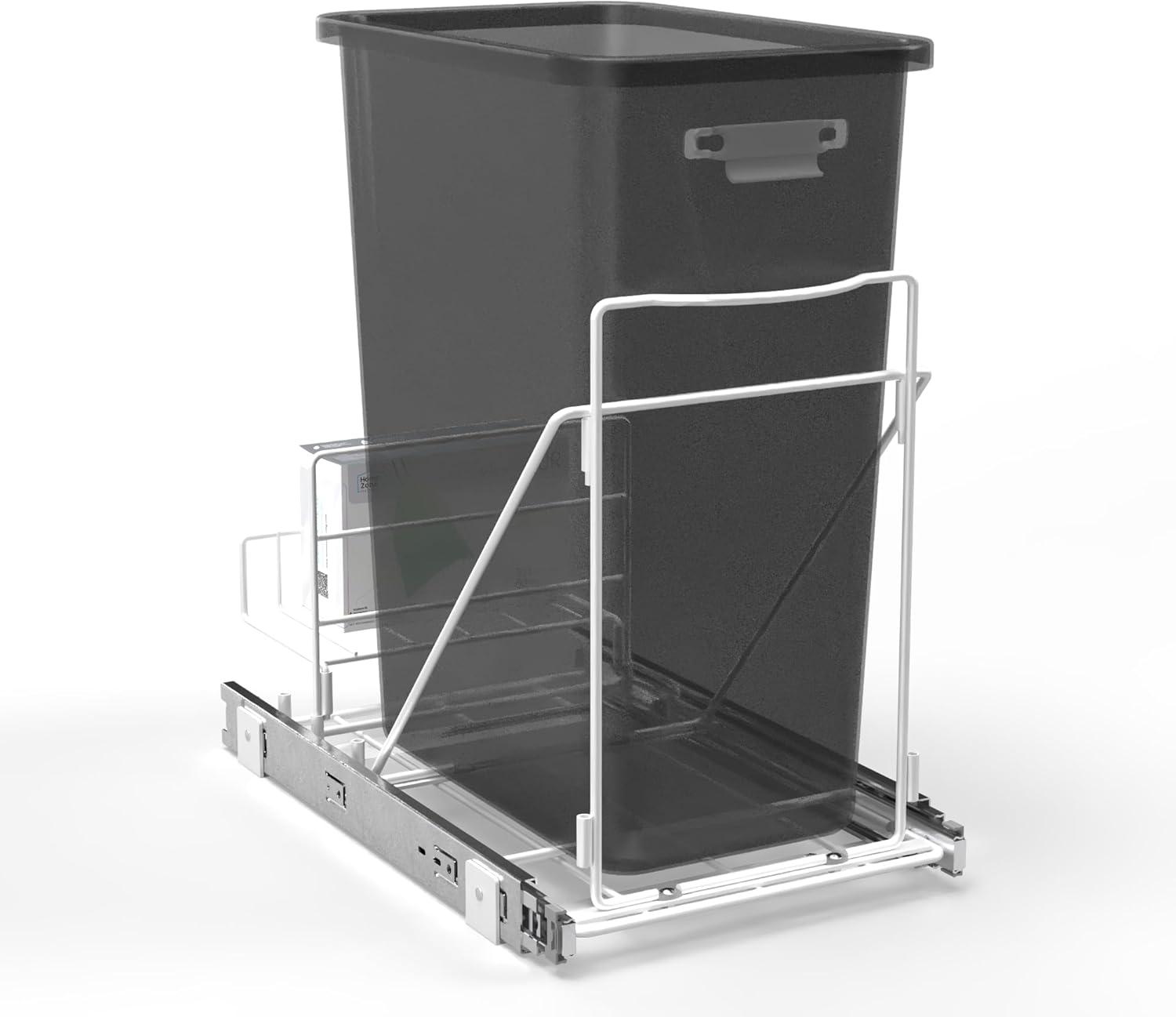 Home Zone Living Universal Pull Out Bin Rack with Adjustable Frame, Trash Bin Not Included