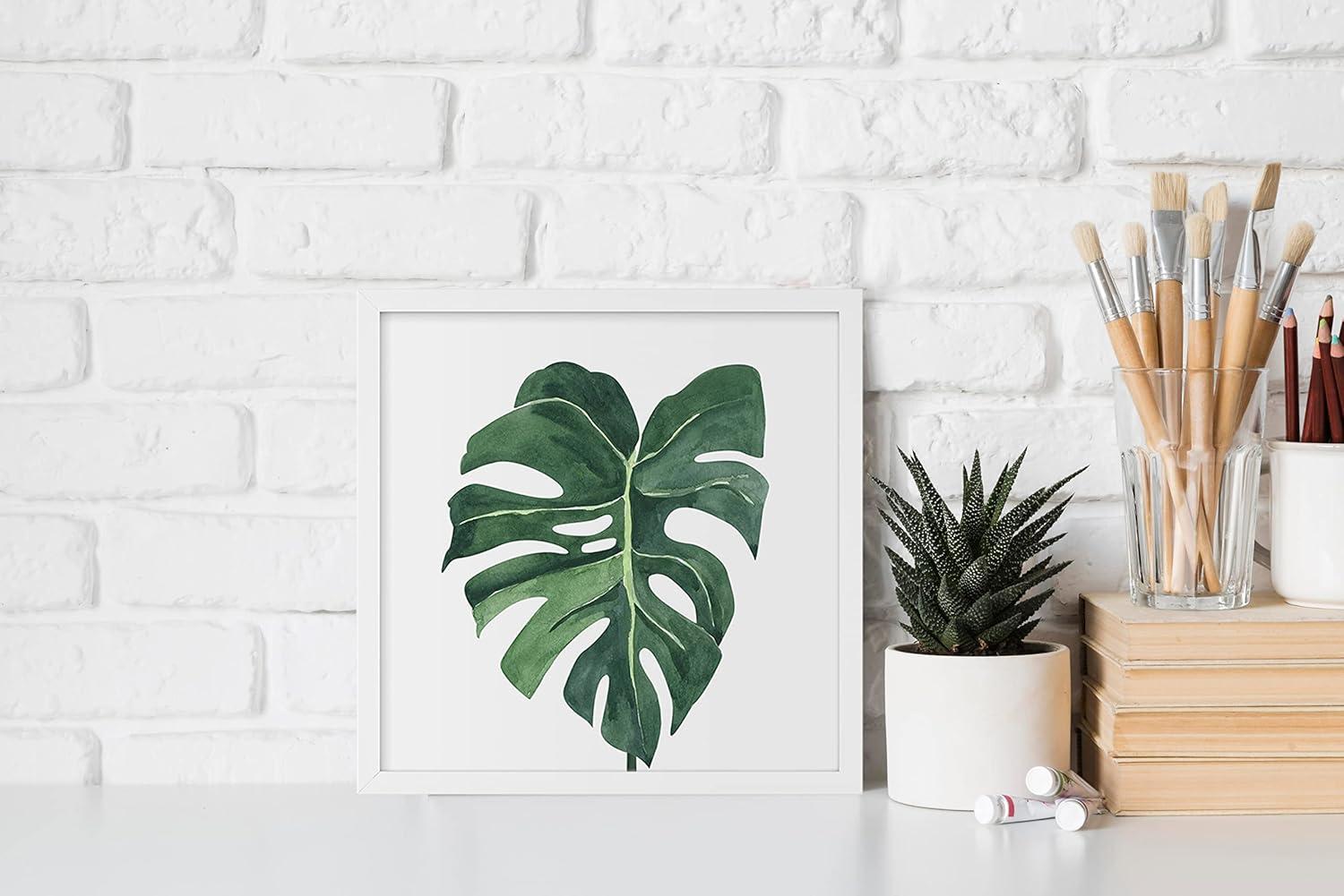 ArtbyHannah Canvas Wall Art Prints, Unframed Botanical Pictures Wall Decor, Sage Green Leaf Plant Poster for Bedroom Decorations & Gift (10x10 Inch, 4 Pack)