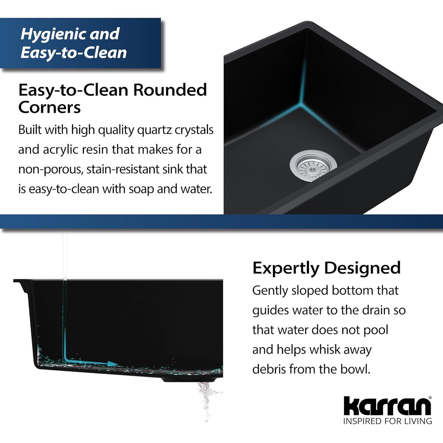 Karran Undermount Quartz Composite 31-3/4'' X 19-1/4'' Single Bowl Kitchen Sink