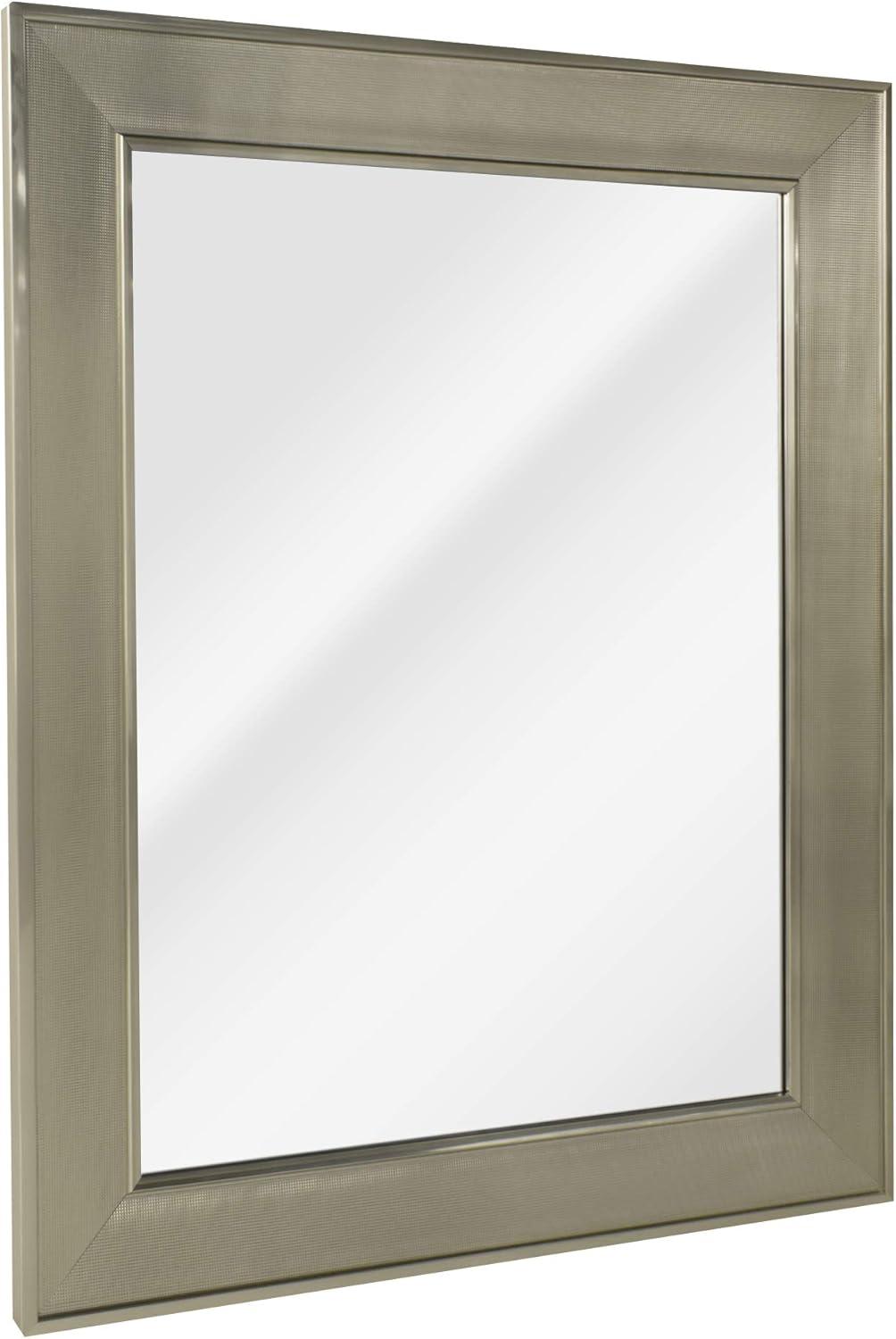 Champagne Silver Pave Textured Rectangular Framed Vanity Mirror - 29" x 35"