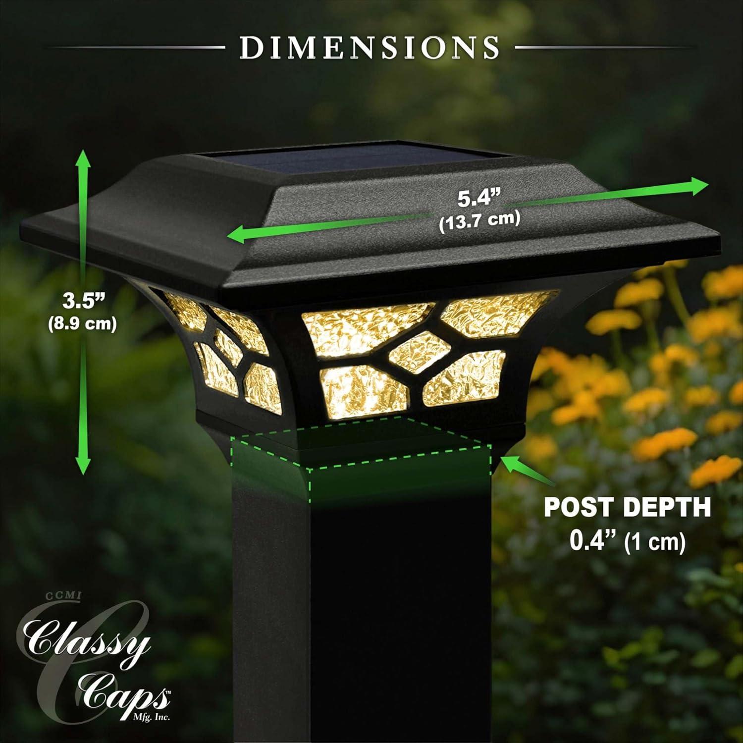 Black Aluminum LED Solar Post Cap with Glass Lens