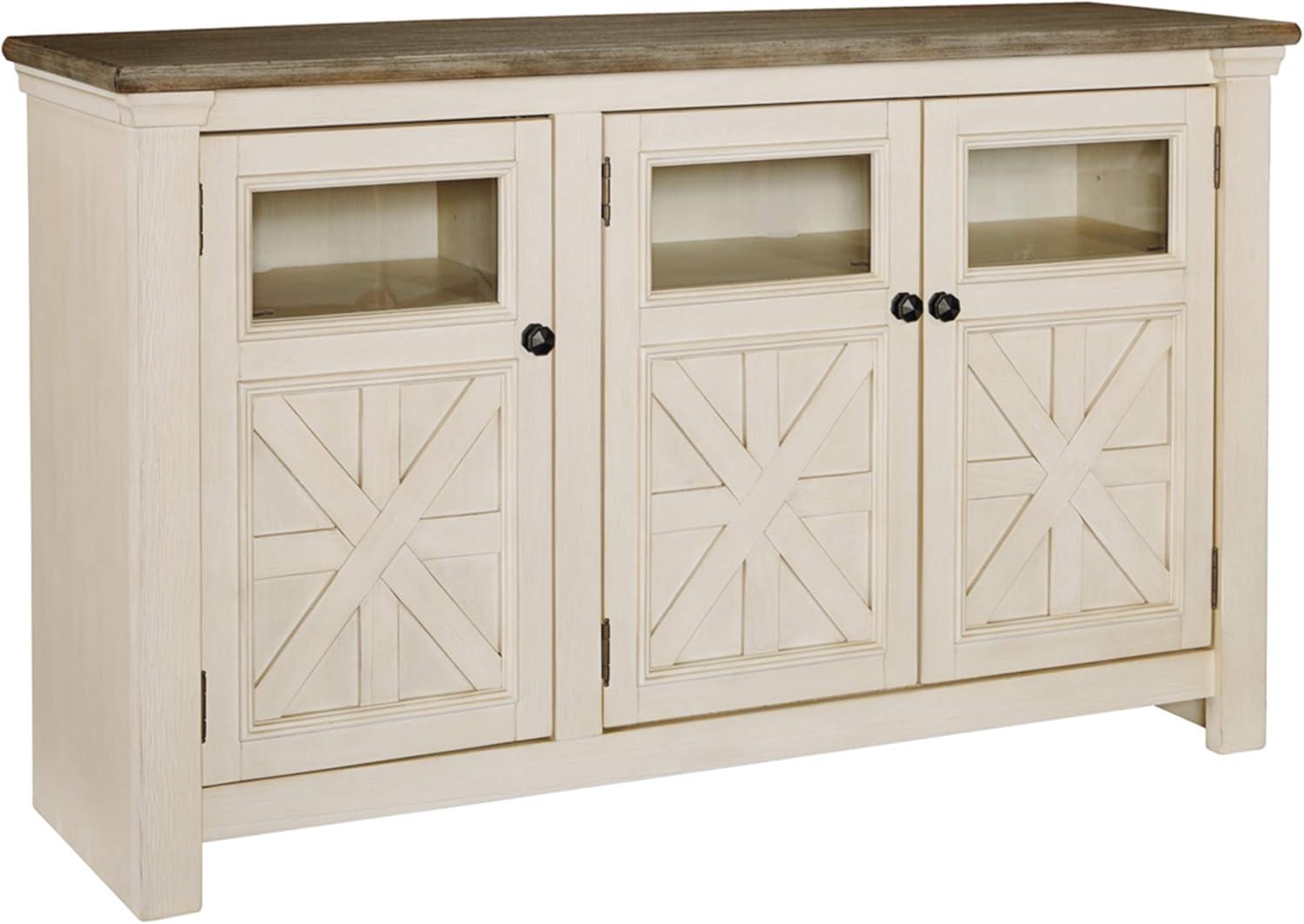 Ashley Furniture Bolanburg 60"" TV Stand in Antique White and Weathered Gray