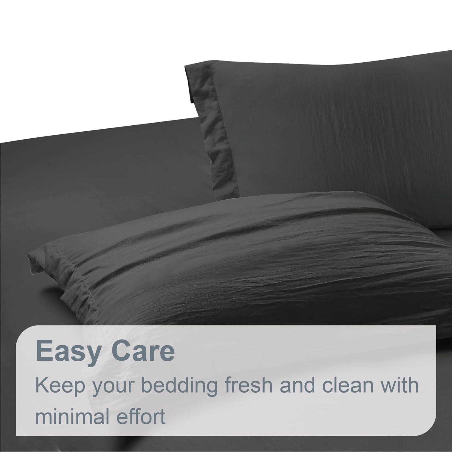 Swift Home Super Soft Crinkle Washed Microfiber Duvet Cover Set