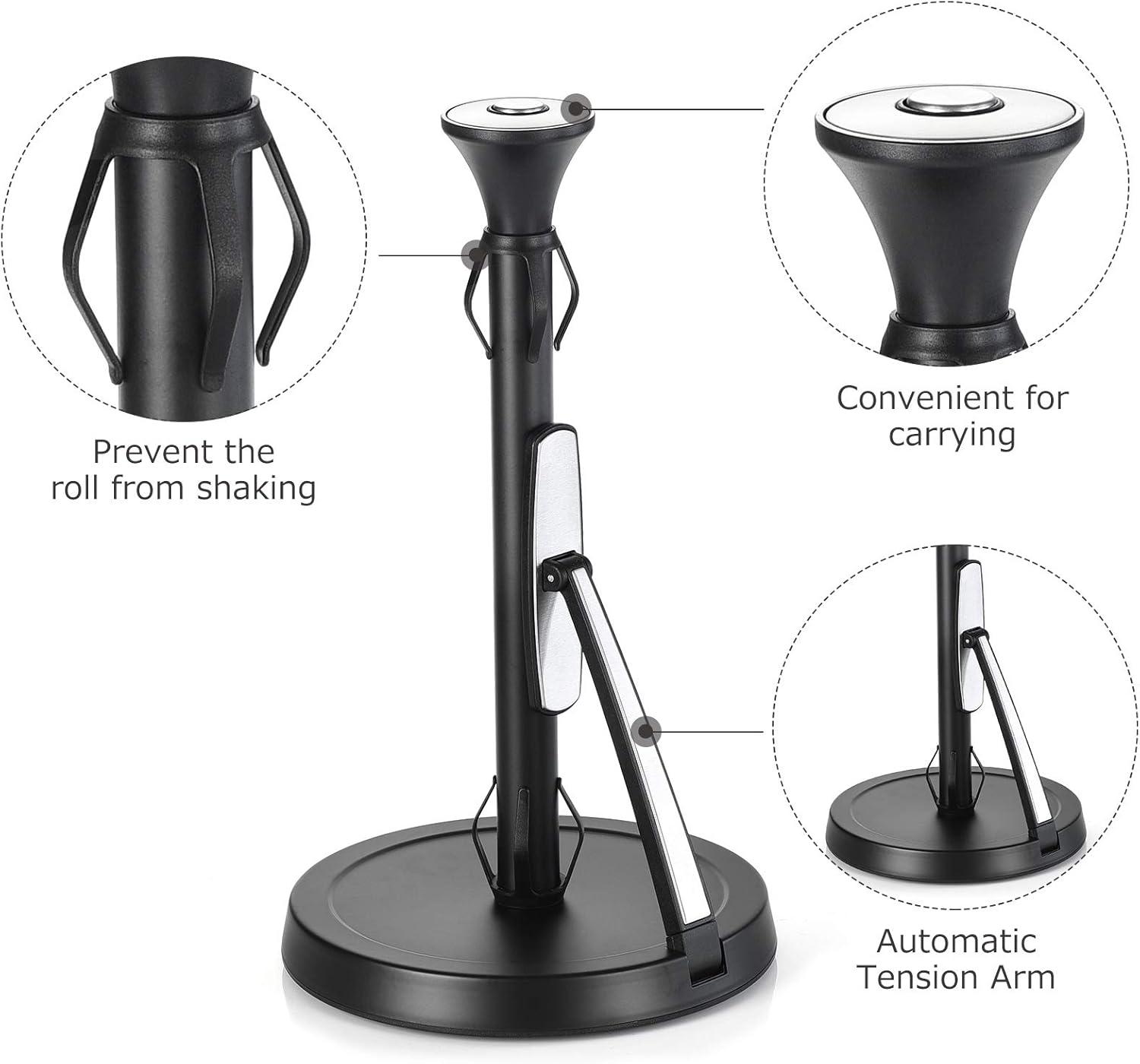 Black Stainless Steel Tension Arm Paper Towel Holder