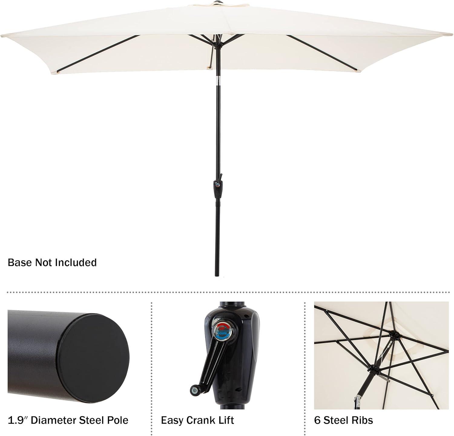 Rectangular Patio Umbrella - 10 Ft Easy Crank Sun Shade with Push Button Tilt for Outdoor Furniture, Deck, Backyard, or Pool by Pure Garden (Beige)