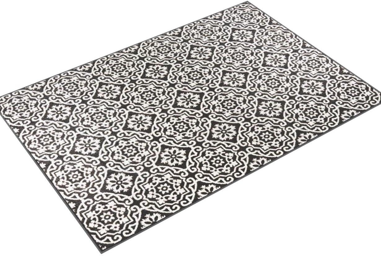 Nicole Miller New York Patio Country Danica Geometric Indoor/Outdoor Area Rug, Black/Grey