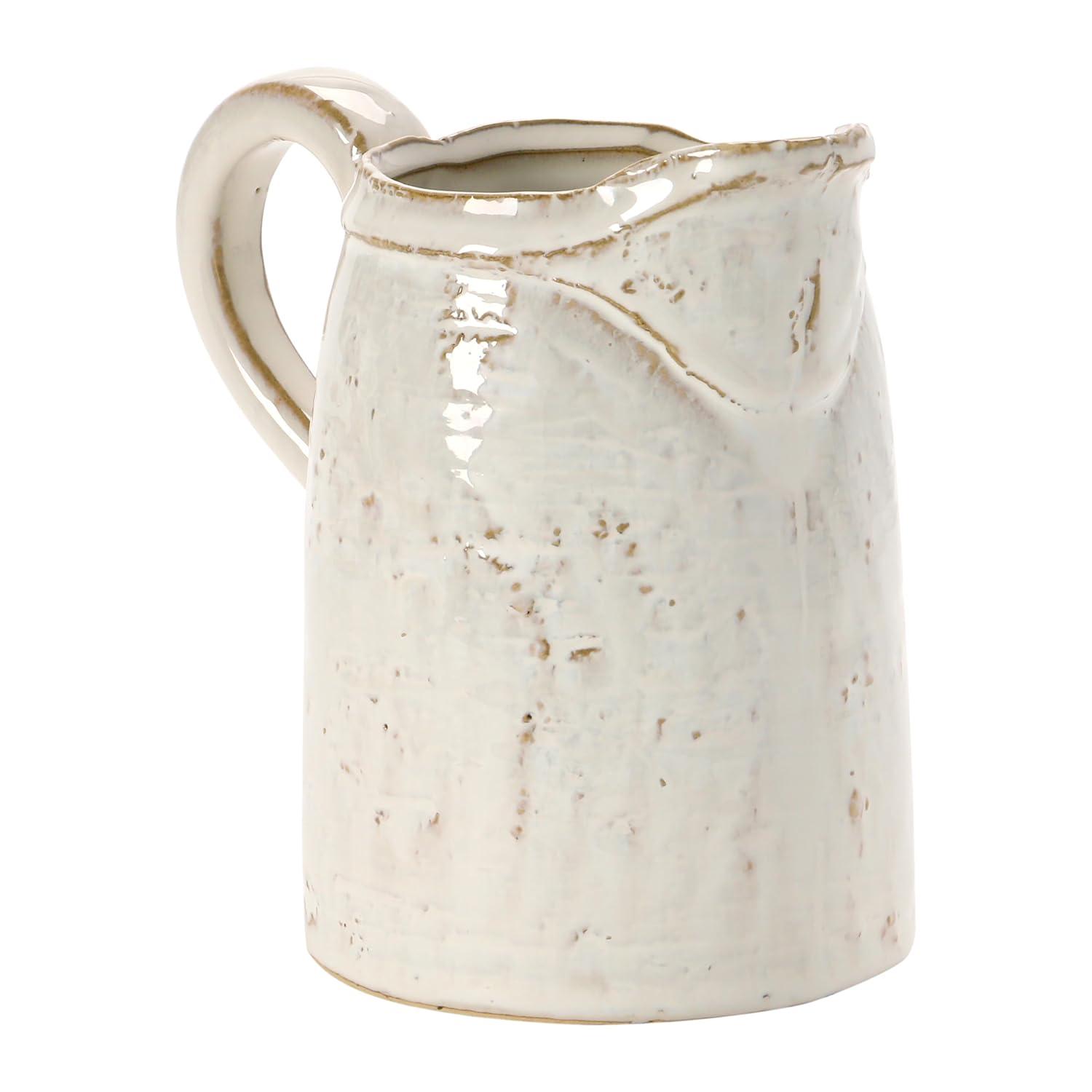 Storied Home 28 oz. Stoneware Pitcher, Reactive Glaze, White (Each One Will Vary)