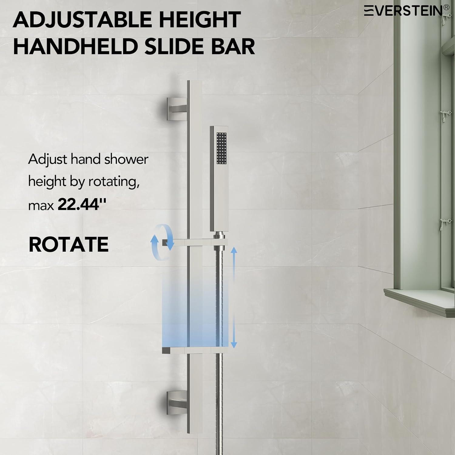 DualJetSpa 15-Spray Patterns 16" & 6" Dual Shower Head, Shower FaucetSystem with Thermostatic Rough-in Valve and Body Jets