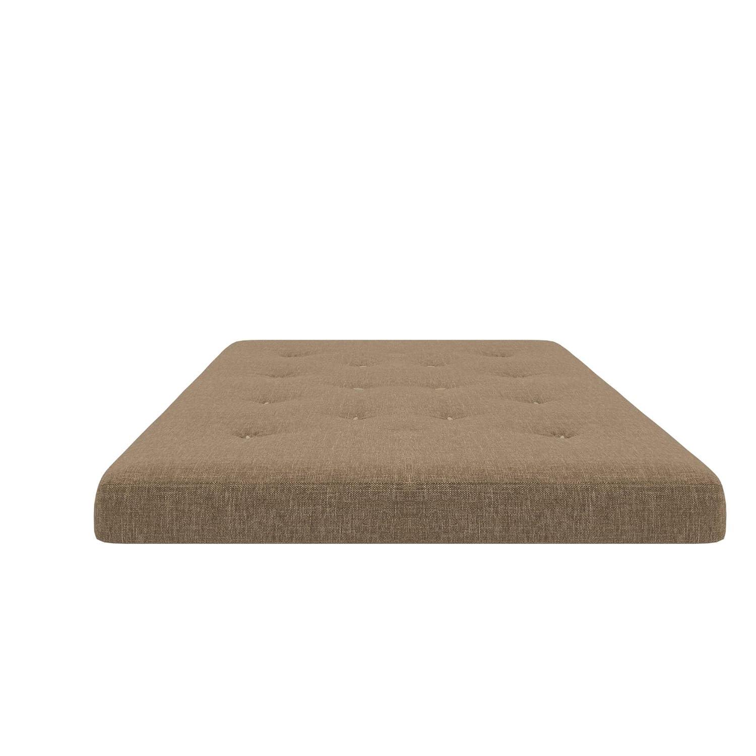 DHP Trule 6-Inch Bonnell Coil Futon Mattress, Polyester Linen, Full, Tan
