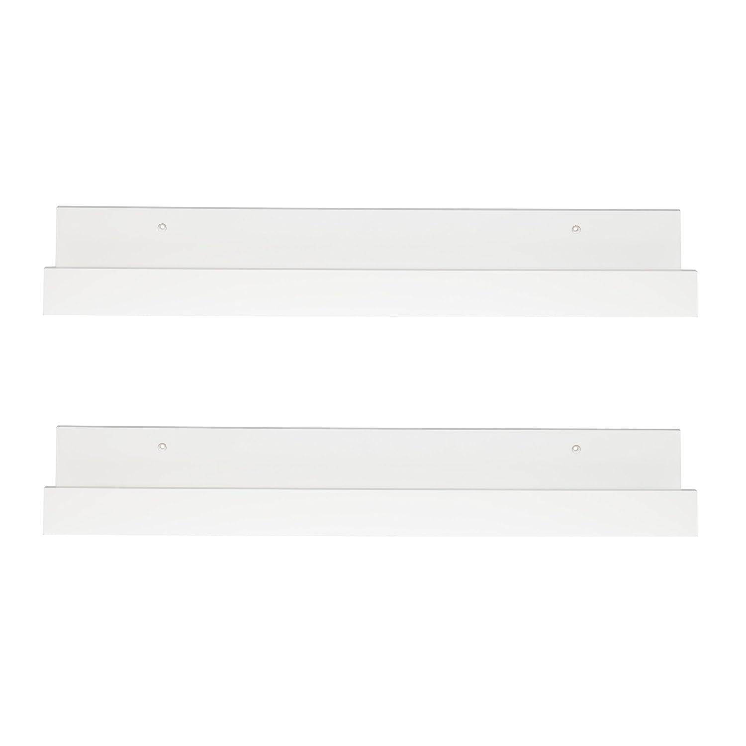 Kate and Laurel Rectangle Floating Shelves, 25.21" x 5.81", White