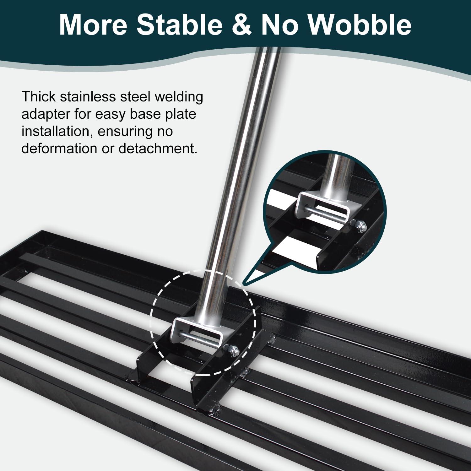 Heavy Duty Black Stainless Steel Lawn Leveling Rake with Adjustable Handle