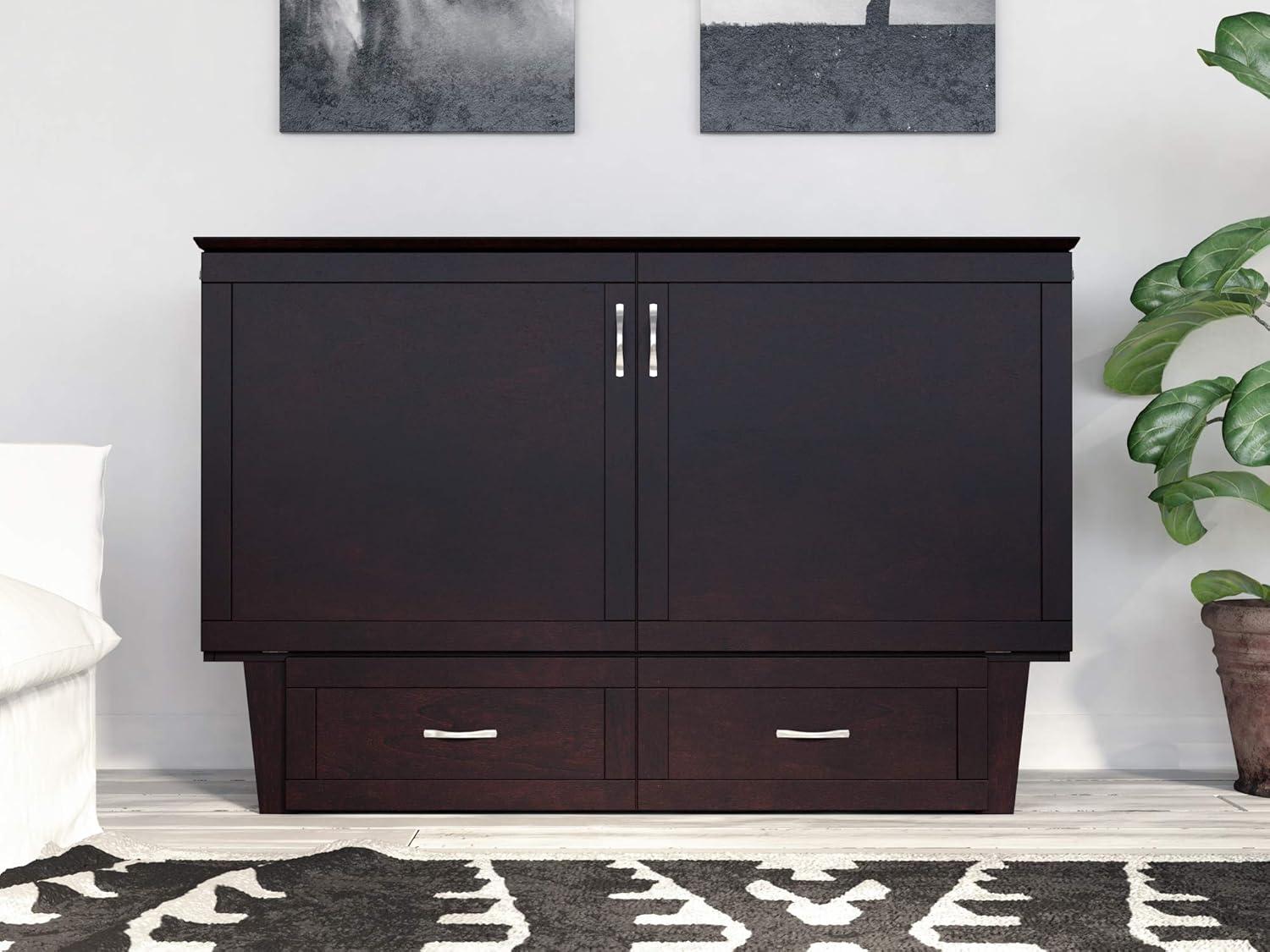 Queen Monroe Murphy Bed Chest with Memory Foam Mattress - AFI