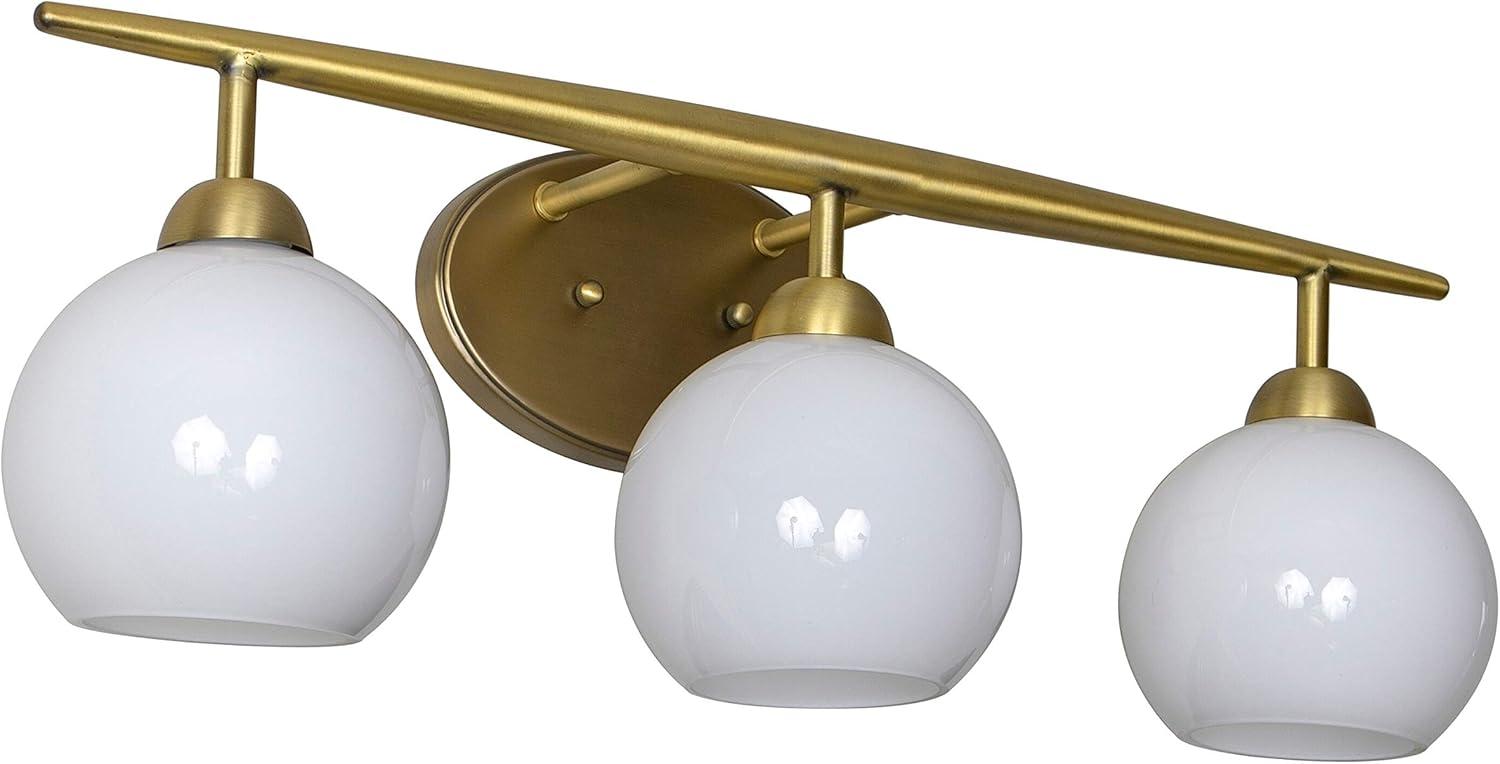 YORI WL1157 Michael Milk Glass 3 Vanity Light, 24x9x6.75, Gold