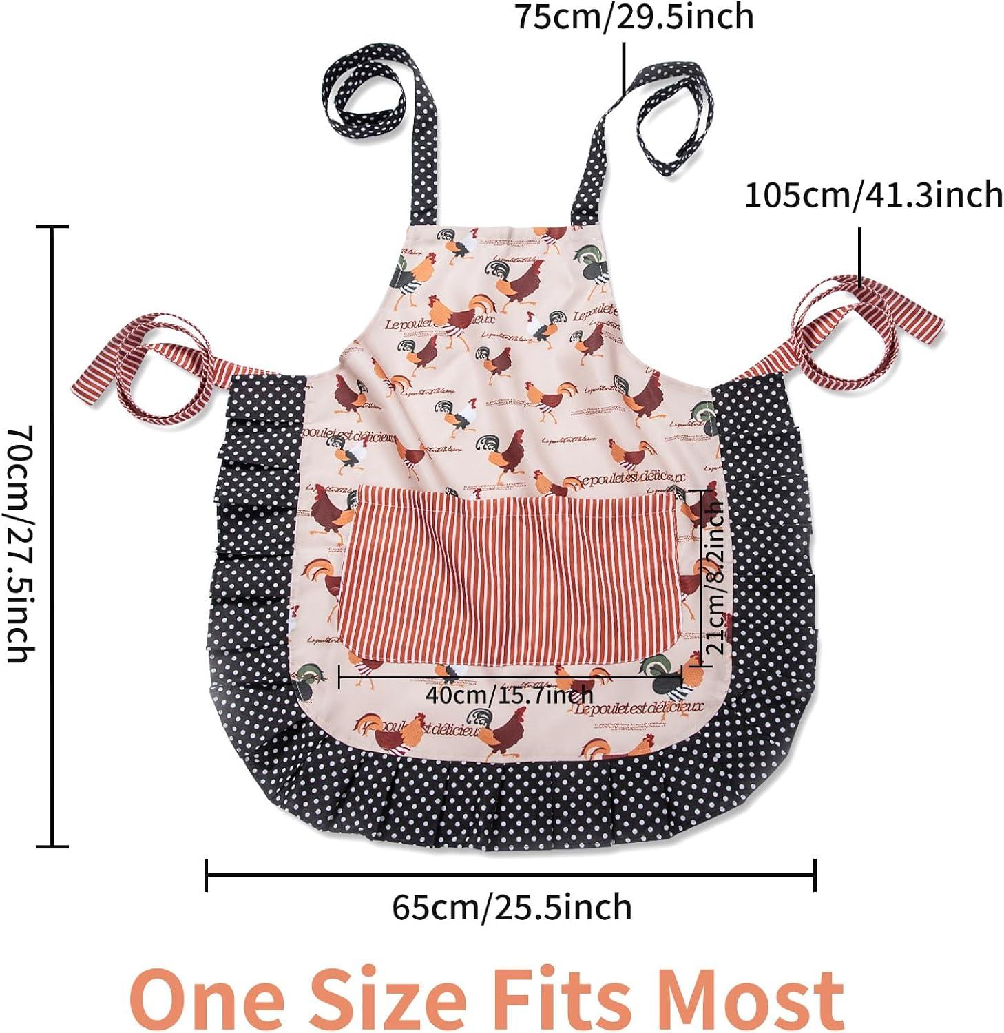 Lovely Flower Pattern Retro Aprons With Large Pockets for Women Girls Cooking Kitchen Bakery Mother's Gift