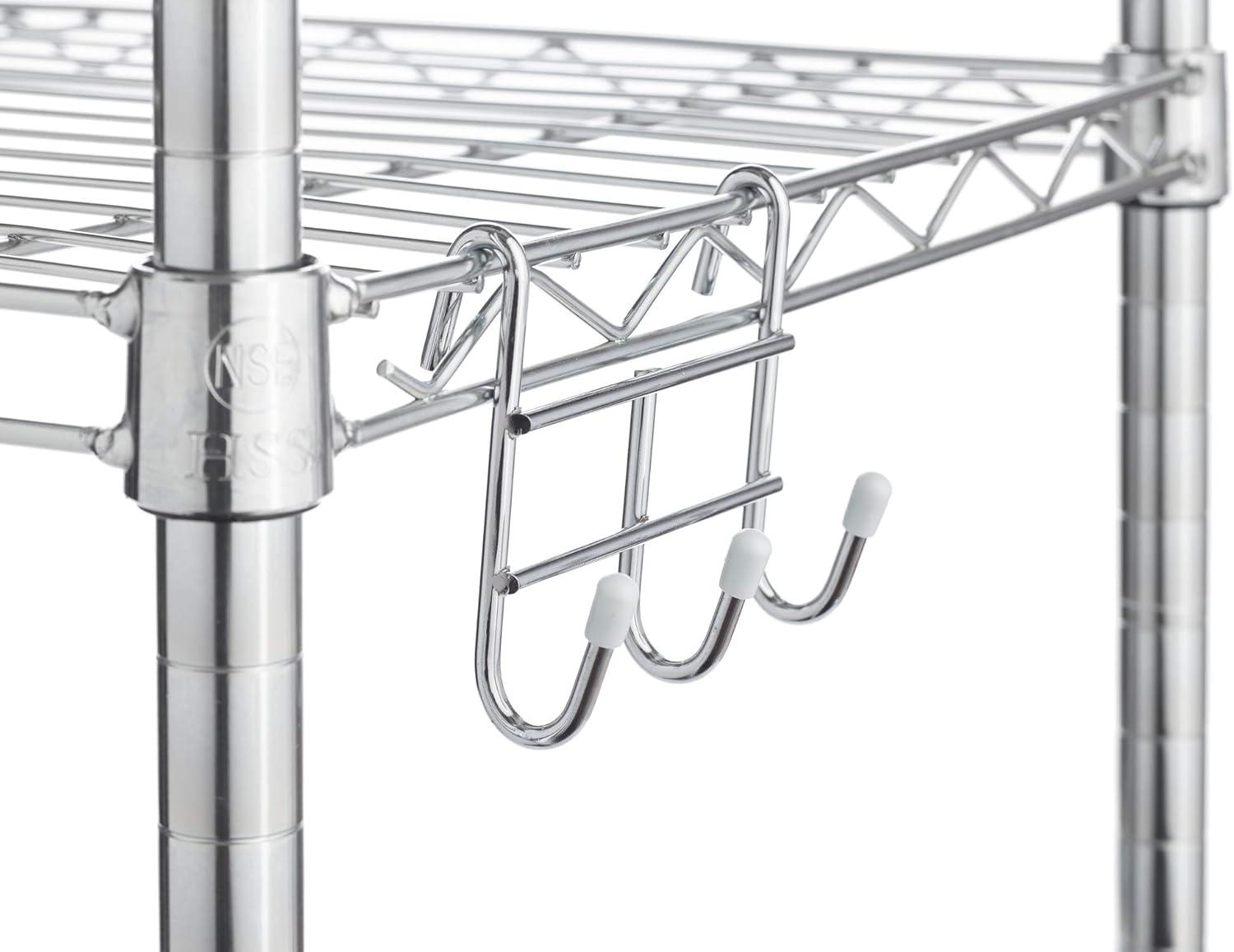 HSS Steel Wire Shelf Add-on 3-Hooks, Chrome, 4-Pack, Capacity 2 lbs Hardware