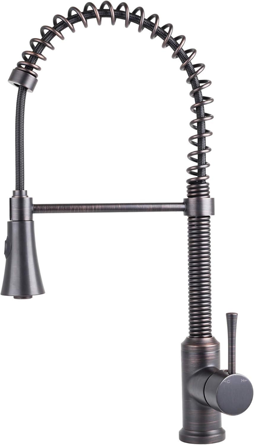 Oil Rubbed Bronze Spring Coil Pull Down Kitchen Faucet