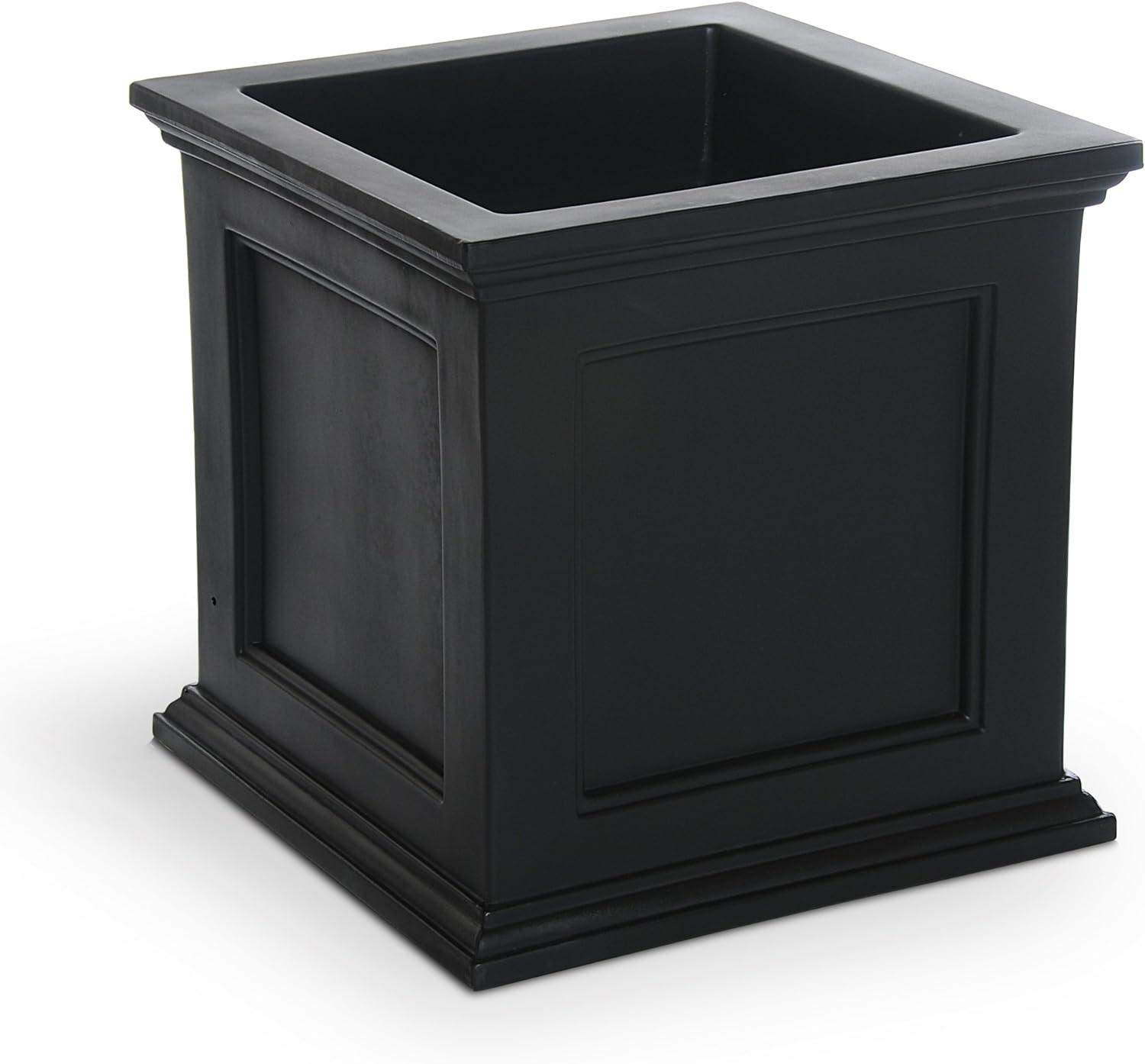 Fairfield Square 20" Black Self-Watering Polyethylene Outdoor Planter