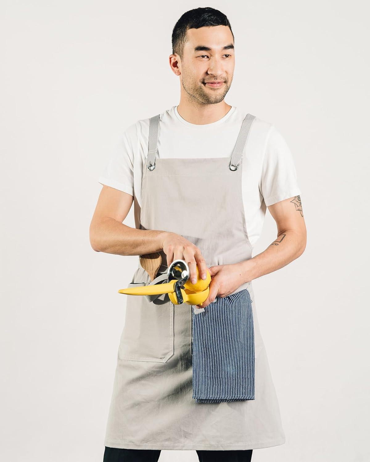 Caldo Crossback Kitchen Apron for Cooking (Black)