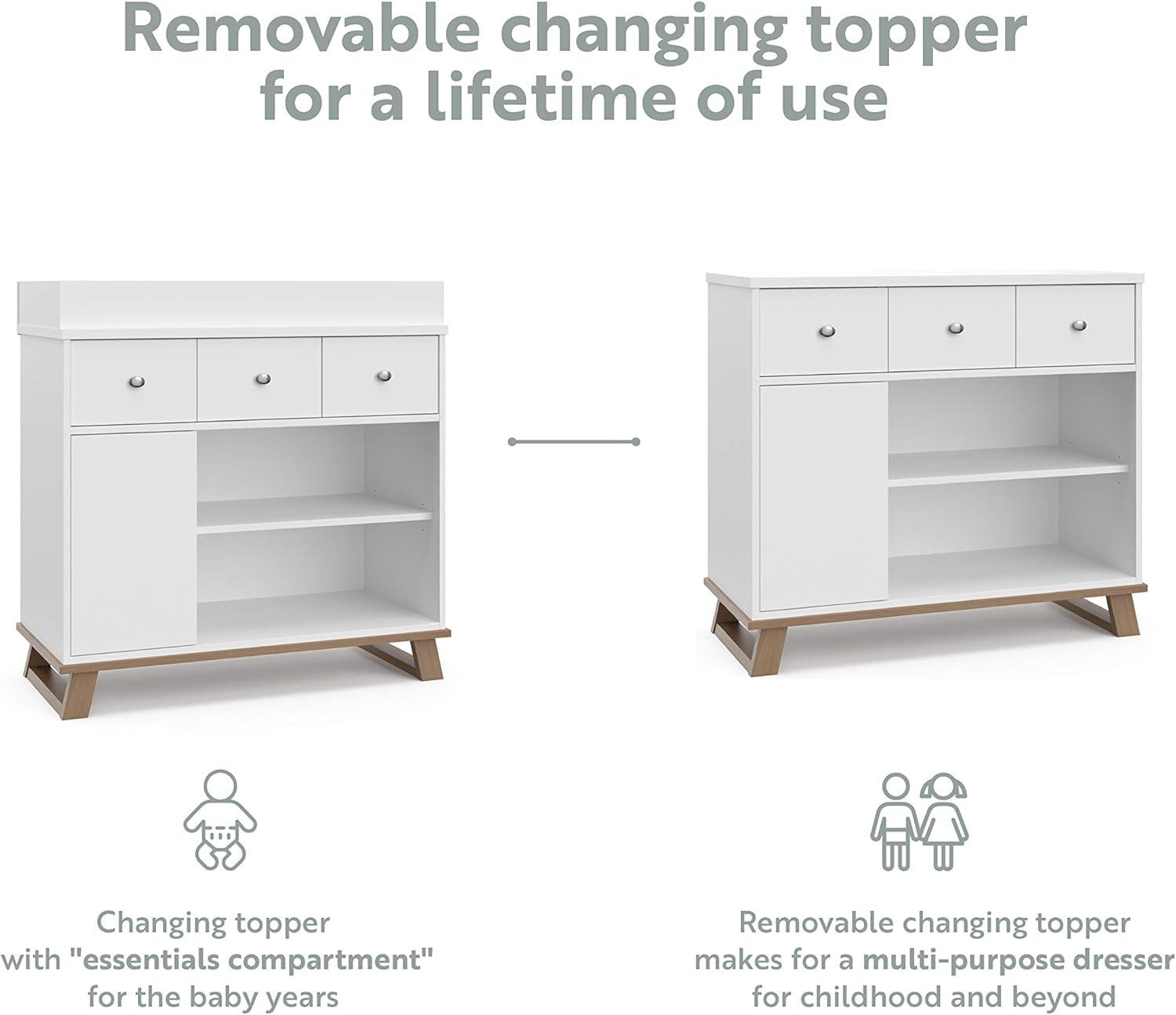 Storkcraft Modern 2 Drawer Dresser with Removable Changing Table Topper