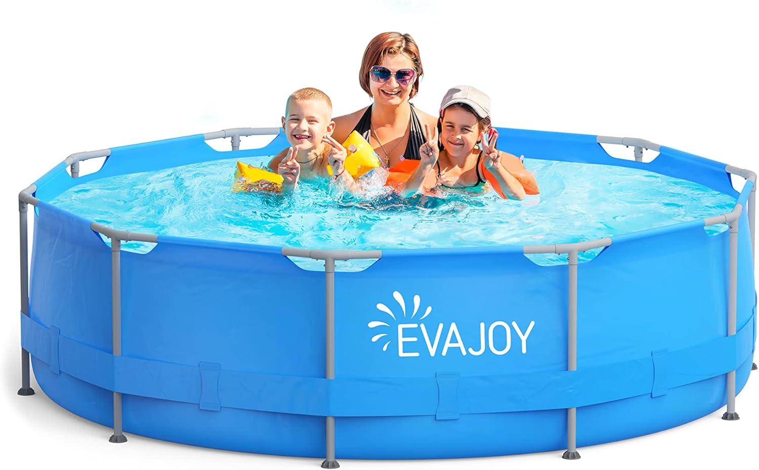 EVAJOY 12ft X 30in Metal Frame Above Ground Swimming Pool with Steel Frame Blue