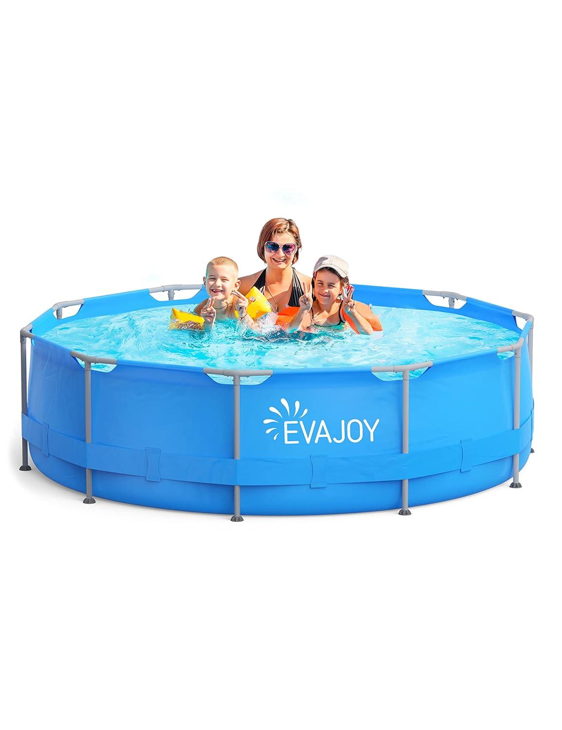 EVAJOY 12ft X 30in Metal Frame Above Ground Swimming Pool with Steel Frame Blue