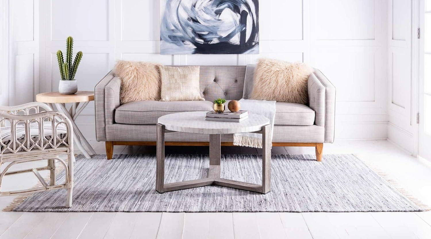 Prather Striped Hand-Knotted Cotton Gray Area Rug