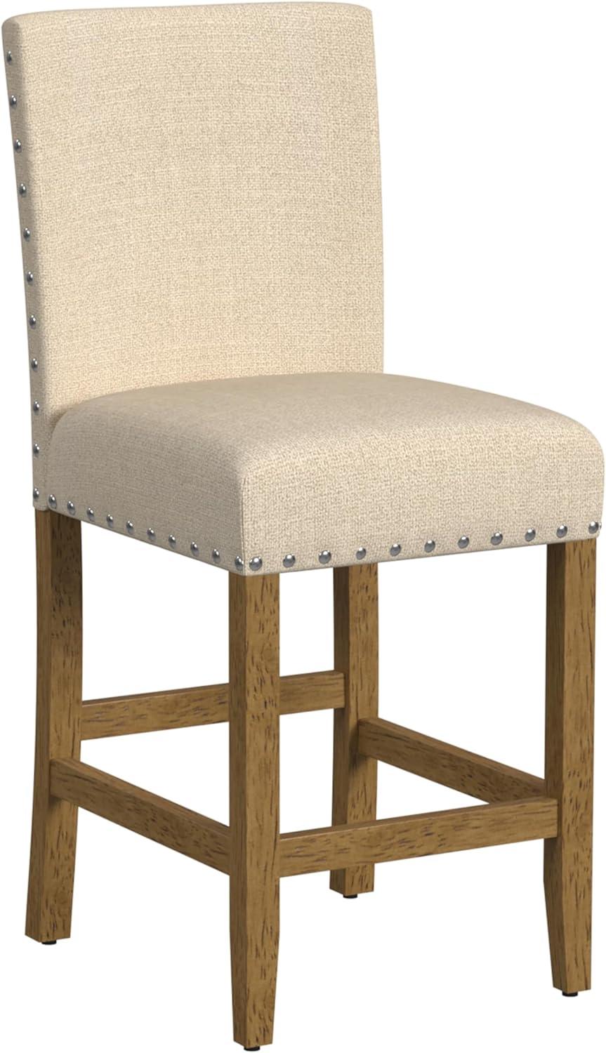 24" Upholstered Counter Height Barstool with Nailheads - HomePop