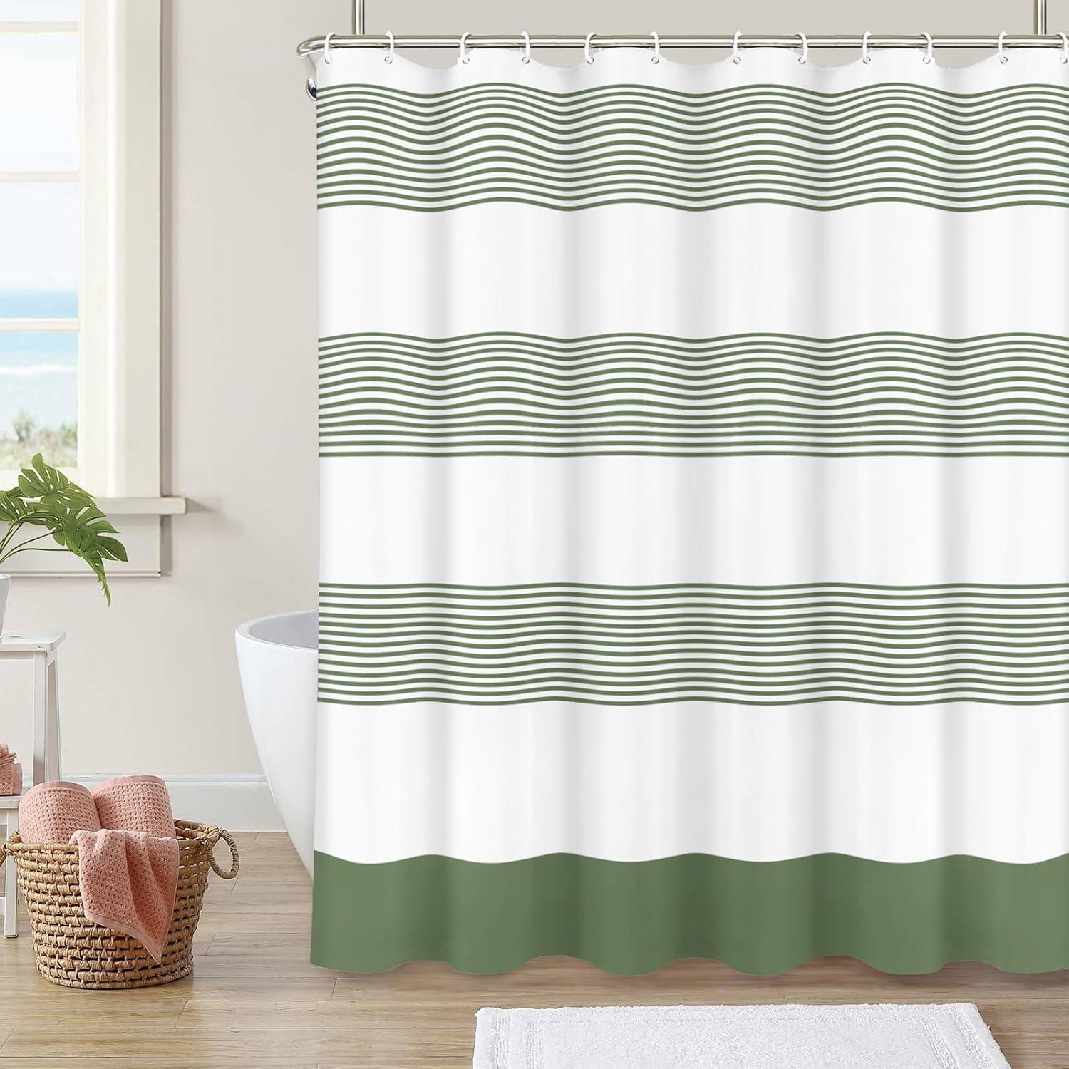 Broddrick Striped Shower Curtain with Hooks Included