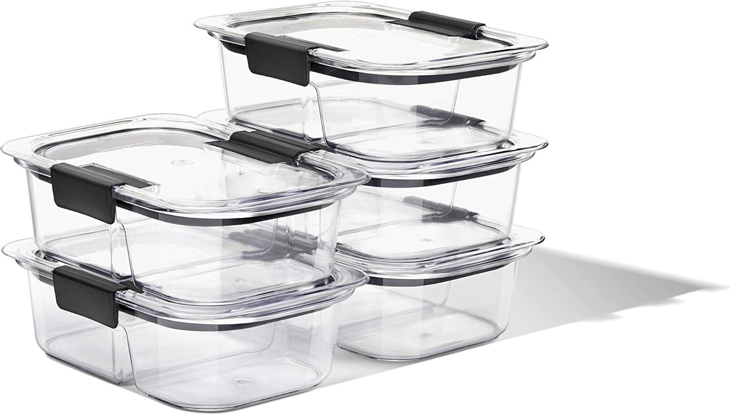 Rubbermaid 5pk 2.85 cup Brilliance Meal Prep Containers, 2-Compartment Food Storage Containers: Kitchen, Lunch, Clear