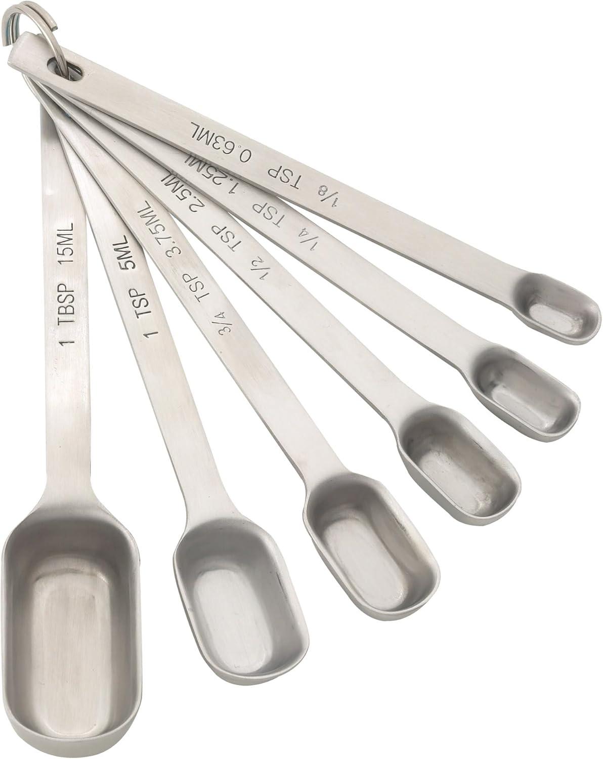 Stainless Steel Narrow Spice Measuring Spoons Set of 6