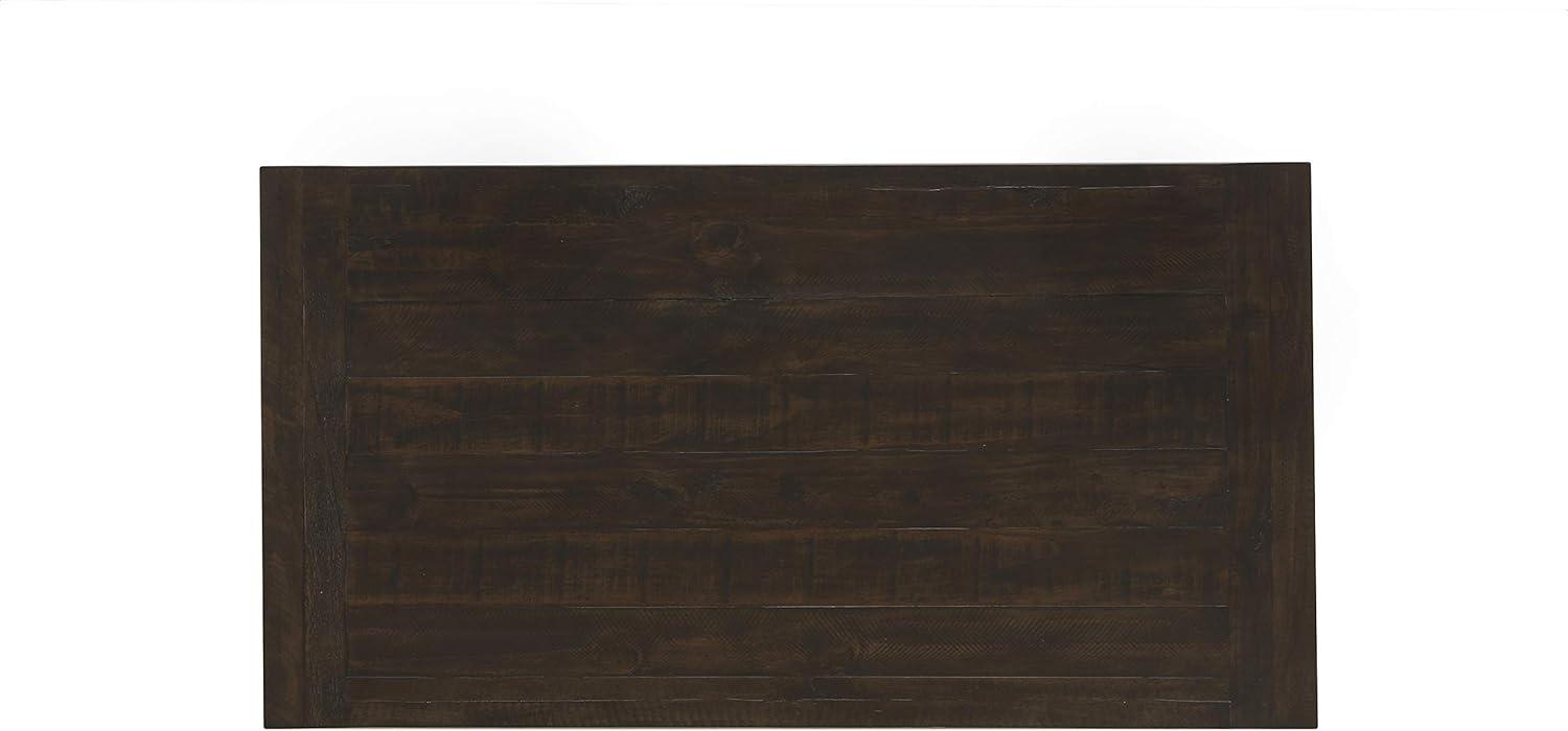 Rustic Dark Mocha Solid Pine Wood Rectangular Lift-Top Coffee Table with Storage