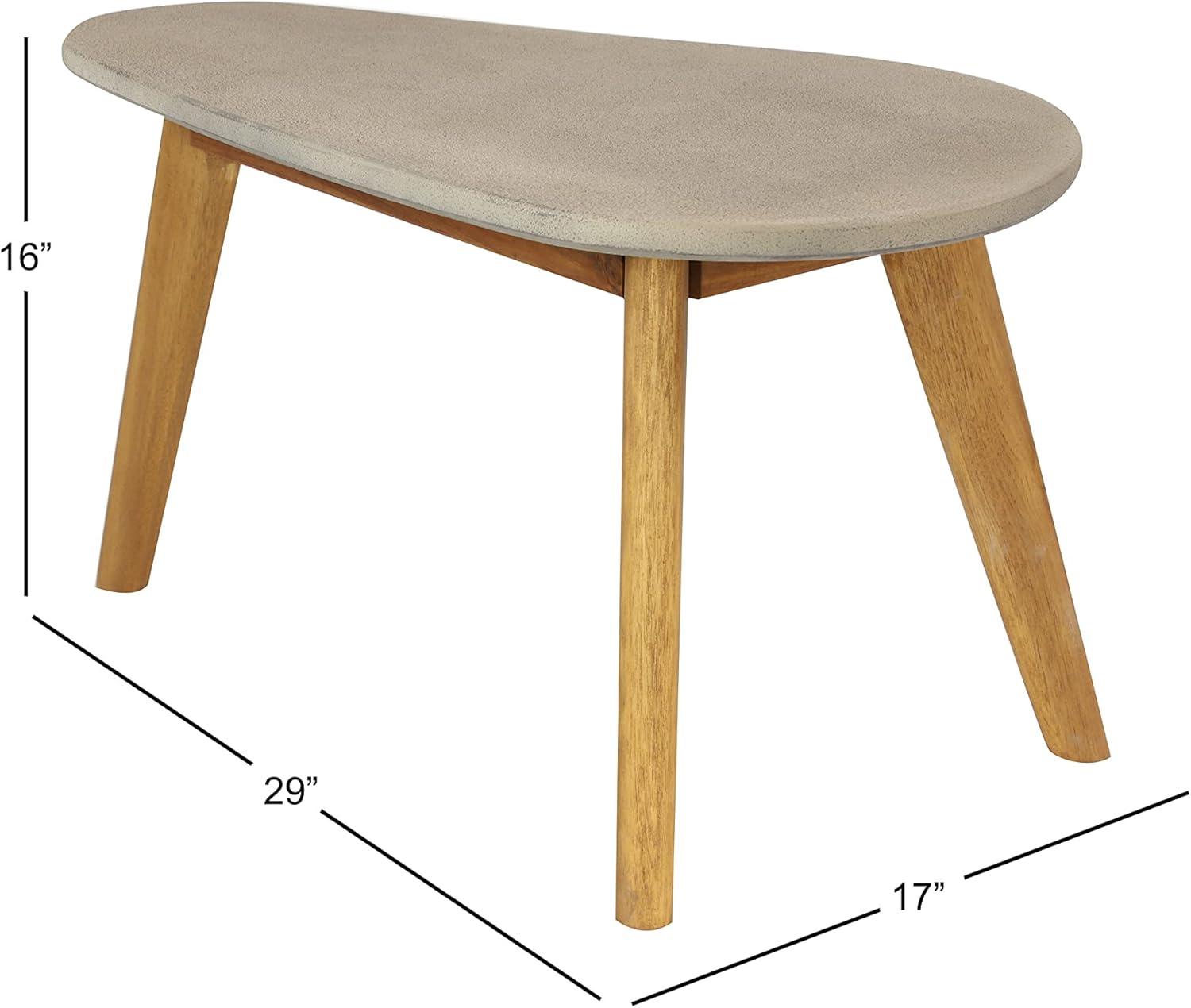 Modern Acacia Wood & Polycement Outdoor Accent Table in Gray