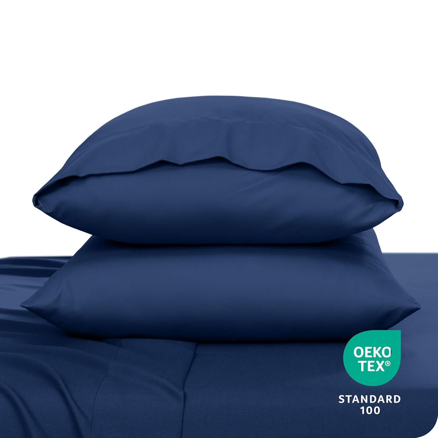 Microfiber King - Envelope - 20 x 36 Dark Blue Pillowcase Set by Bare Home