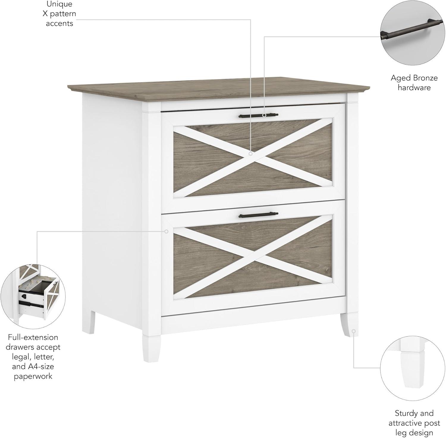 Gracie Oaks Lateral File Cabinet, Modern Farmhouse 2 Drawer File Cabinet For Home Office