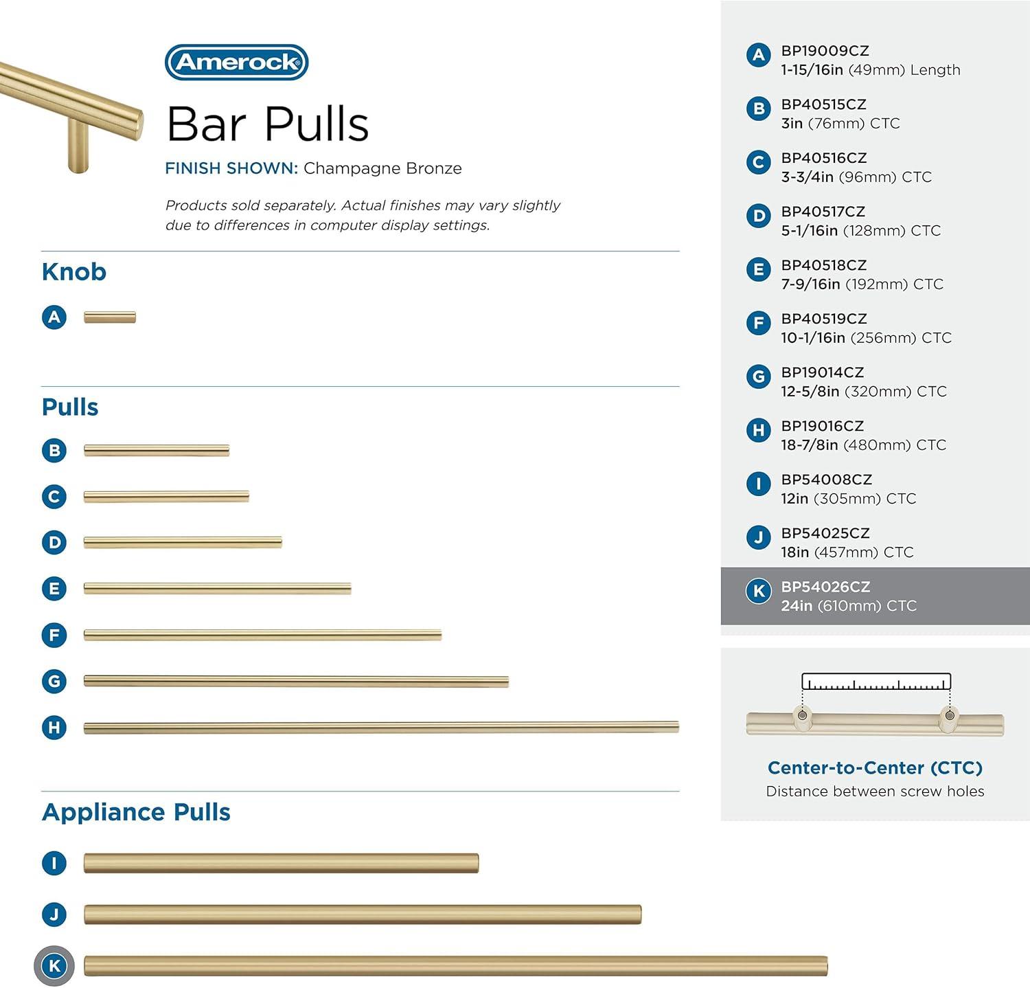 Bar Pulls 24" Center to Center Appliance Pull