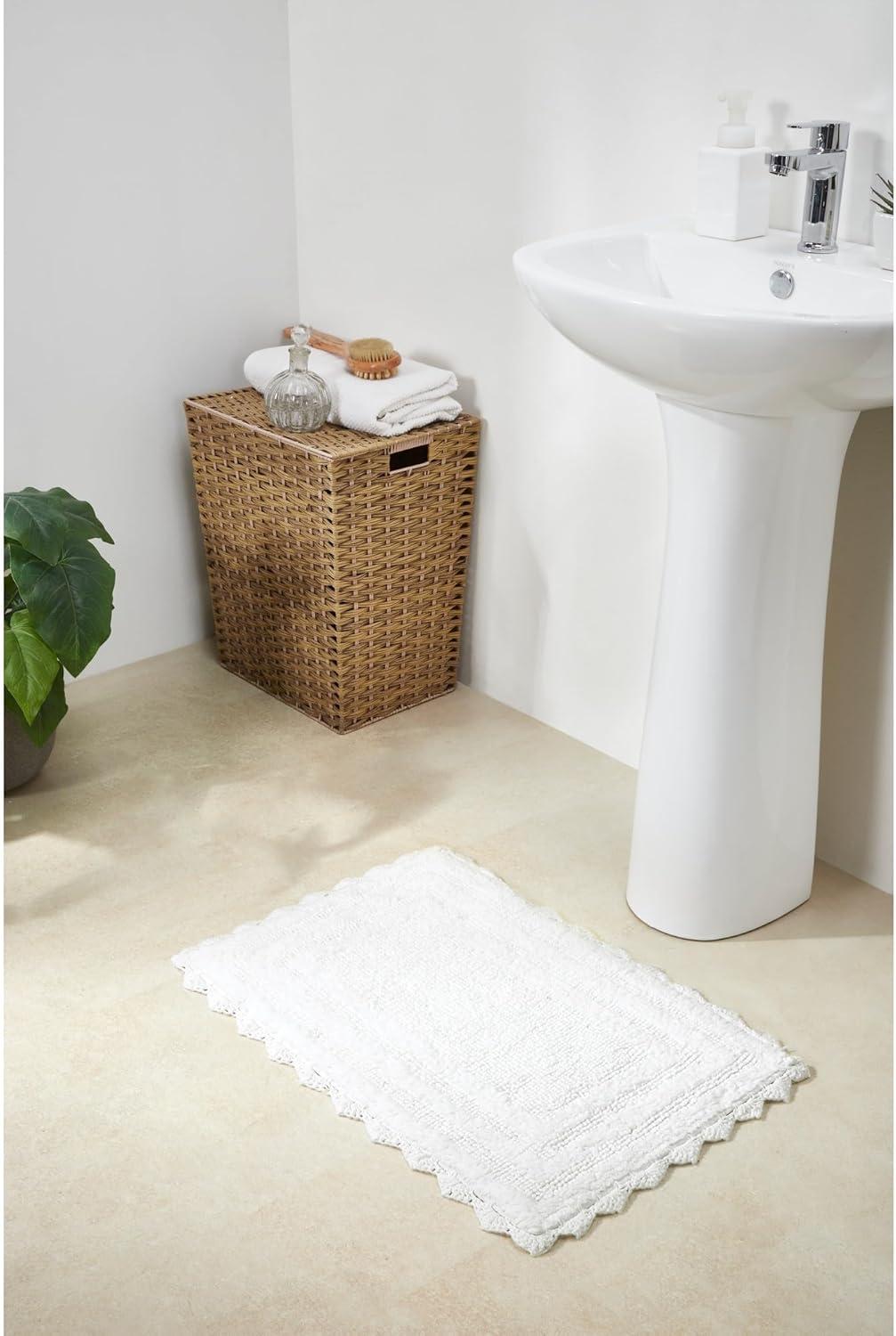 Better Trends Lilly Crochet 100% Cotton Tufted Reversible Bath Rug 21" x 34" Rectangle - White