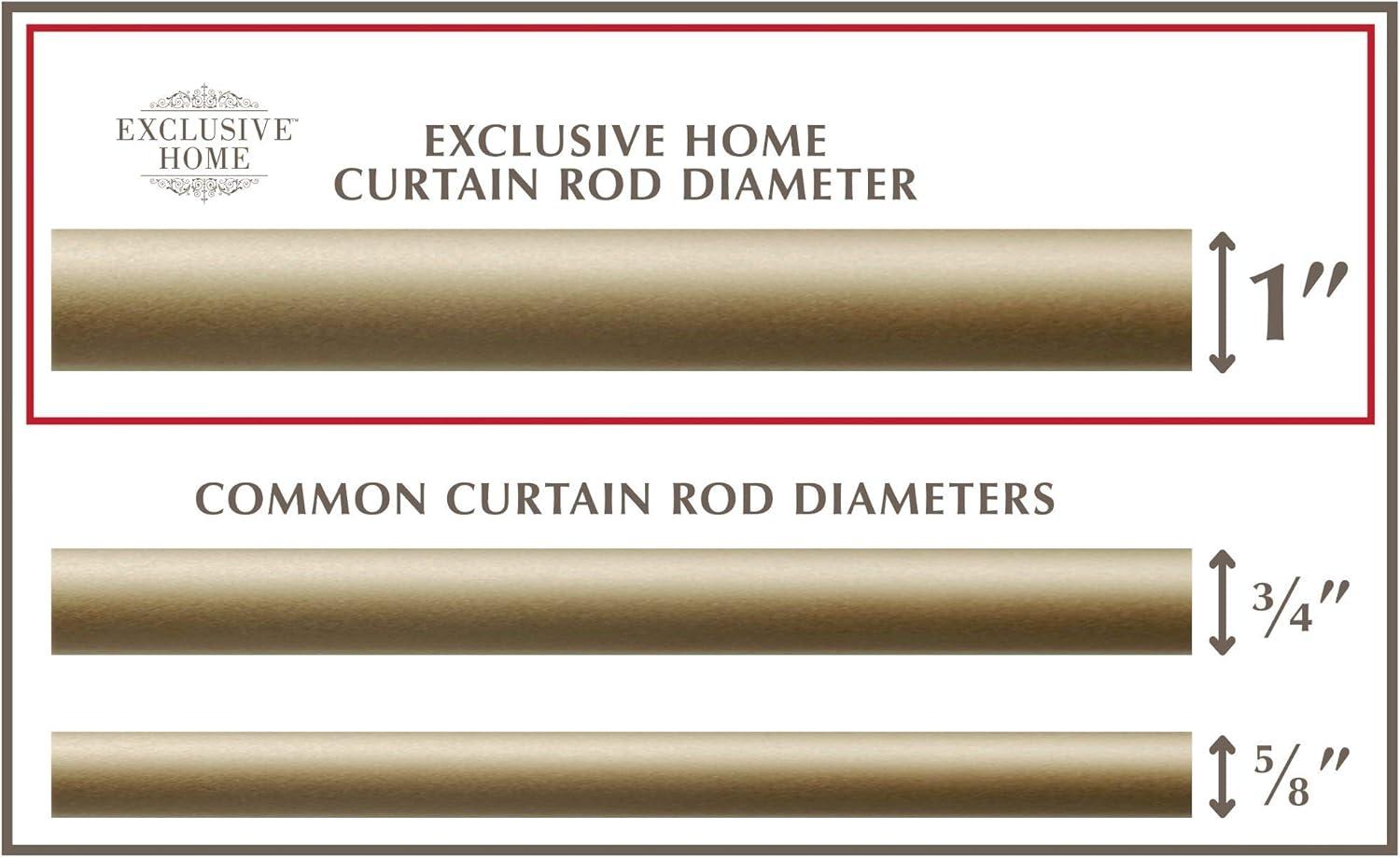 66"-120" Ogee 1" Adjustable Window Curtain Rod and Finial Set Gold - Exclusive Home: Iron, Matte Finish, Single Rod