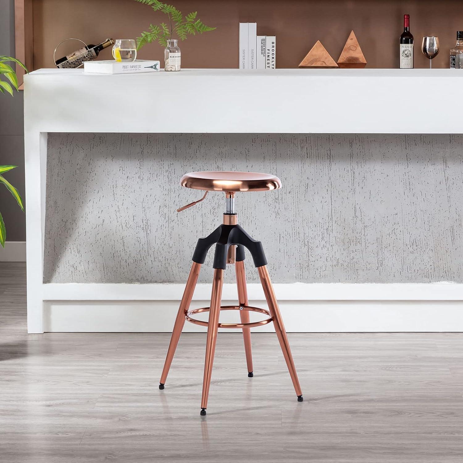 Brage Living 29-32.5 Inch Industrial Adjustable Bar Stool, Swivel Round Seat Metal Barstool with Legs, Backless Heavy Duty Airlift Bar Chair for Kitchen Dining Pub Cafe (Black)