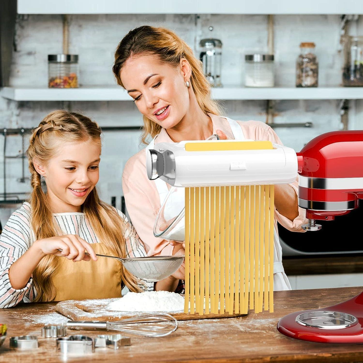 White Stainless Steel 3-in-1 Pasta Maker Attachment for KitchenAid